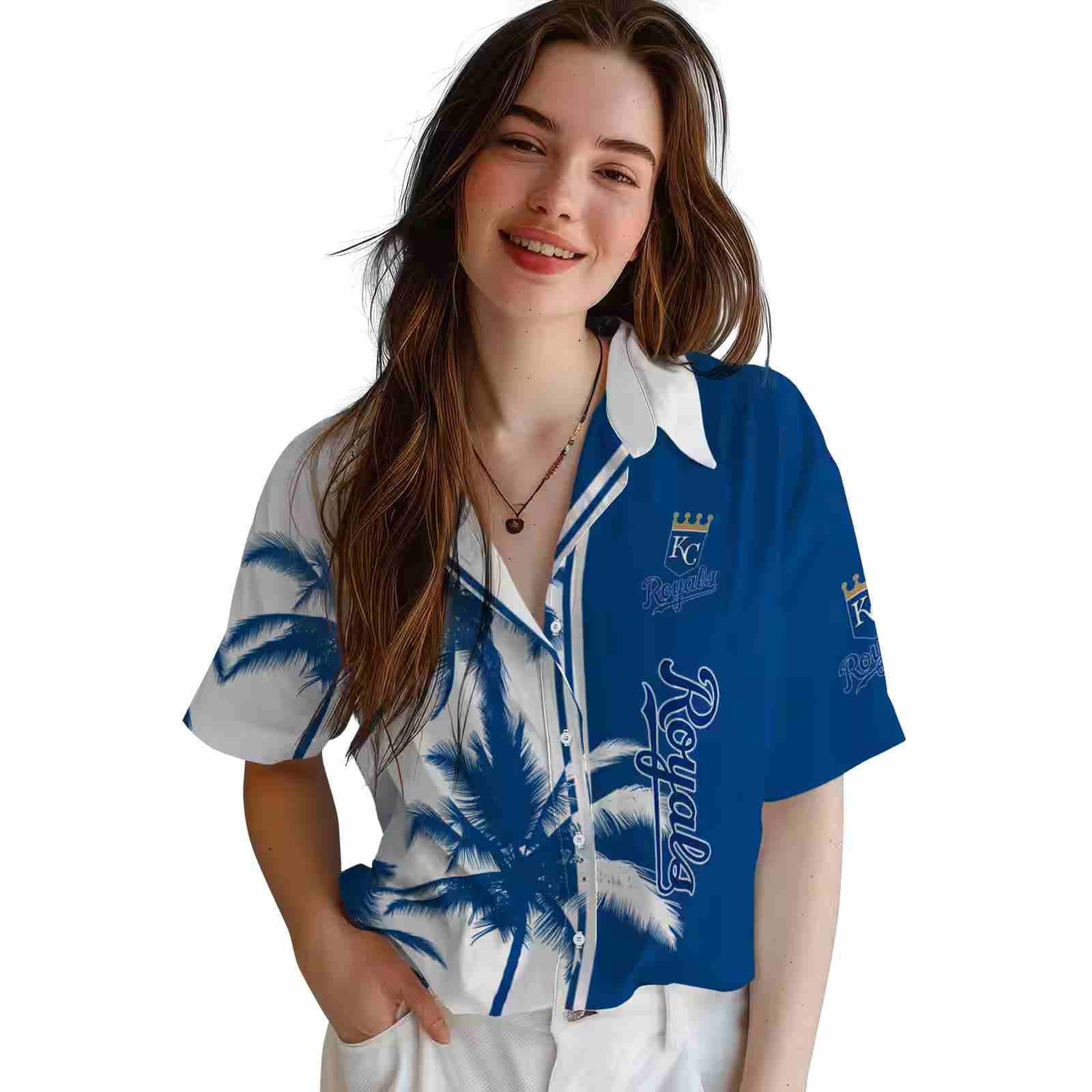 kansas city royals palm trees royal blue white hawaiian shirt latest model