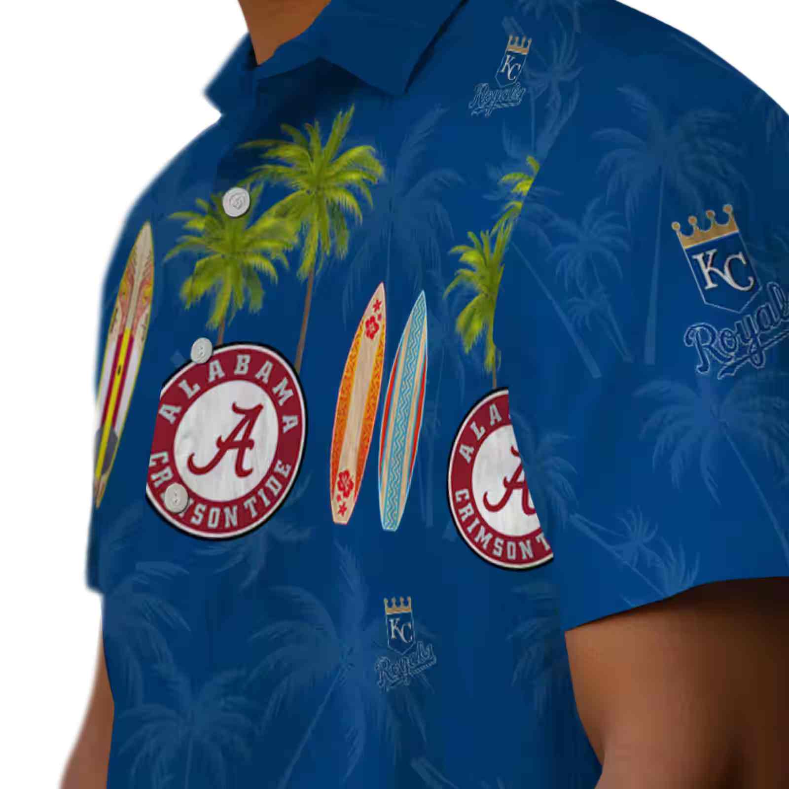 kansas city royals surfboard palm royal blue hawaiian shirt trendy