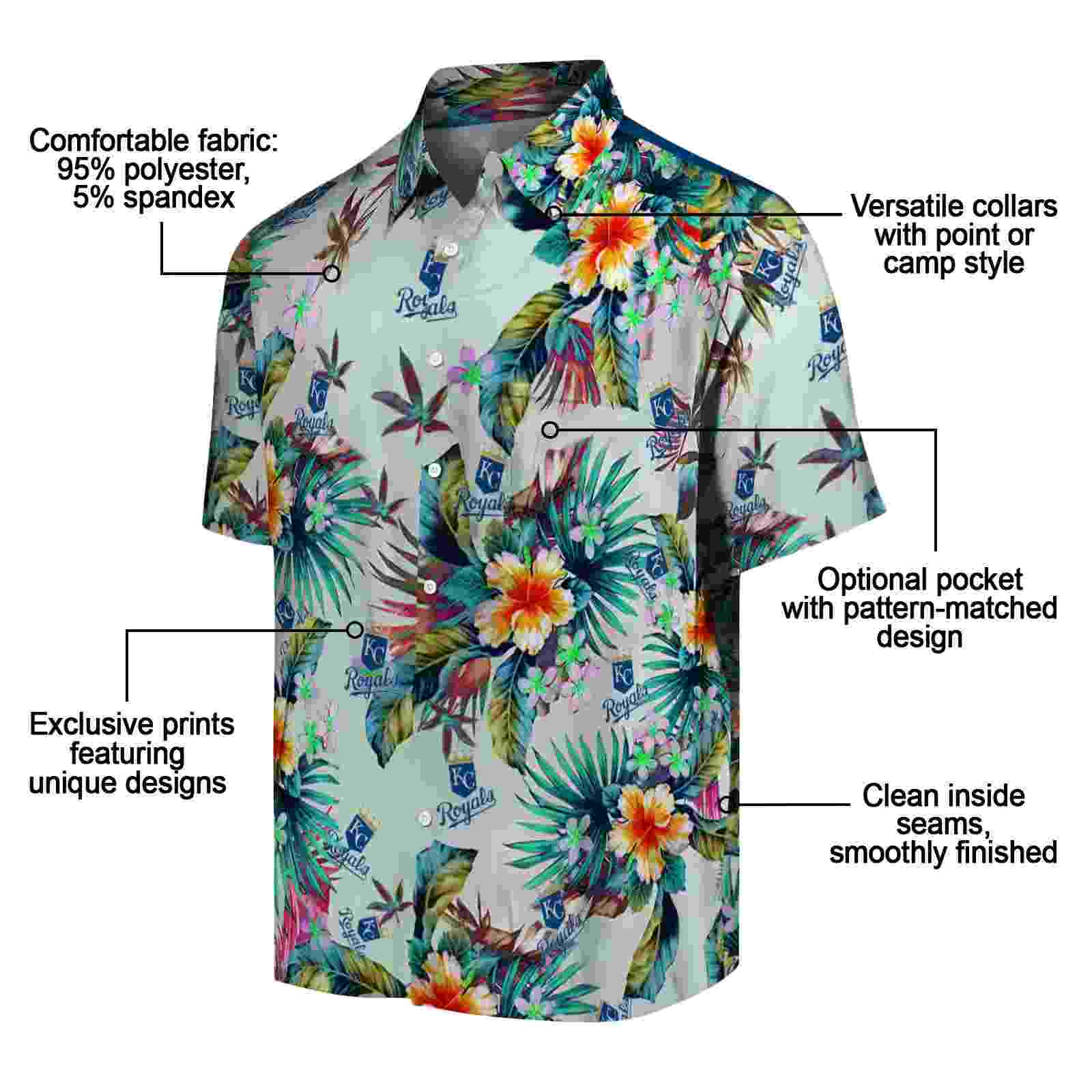 kansas city royals tropical foliage green hawaiian shirt new arrival