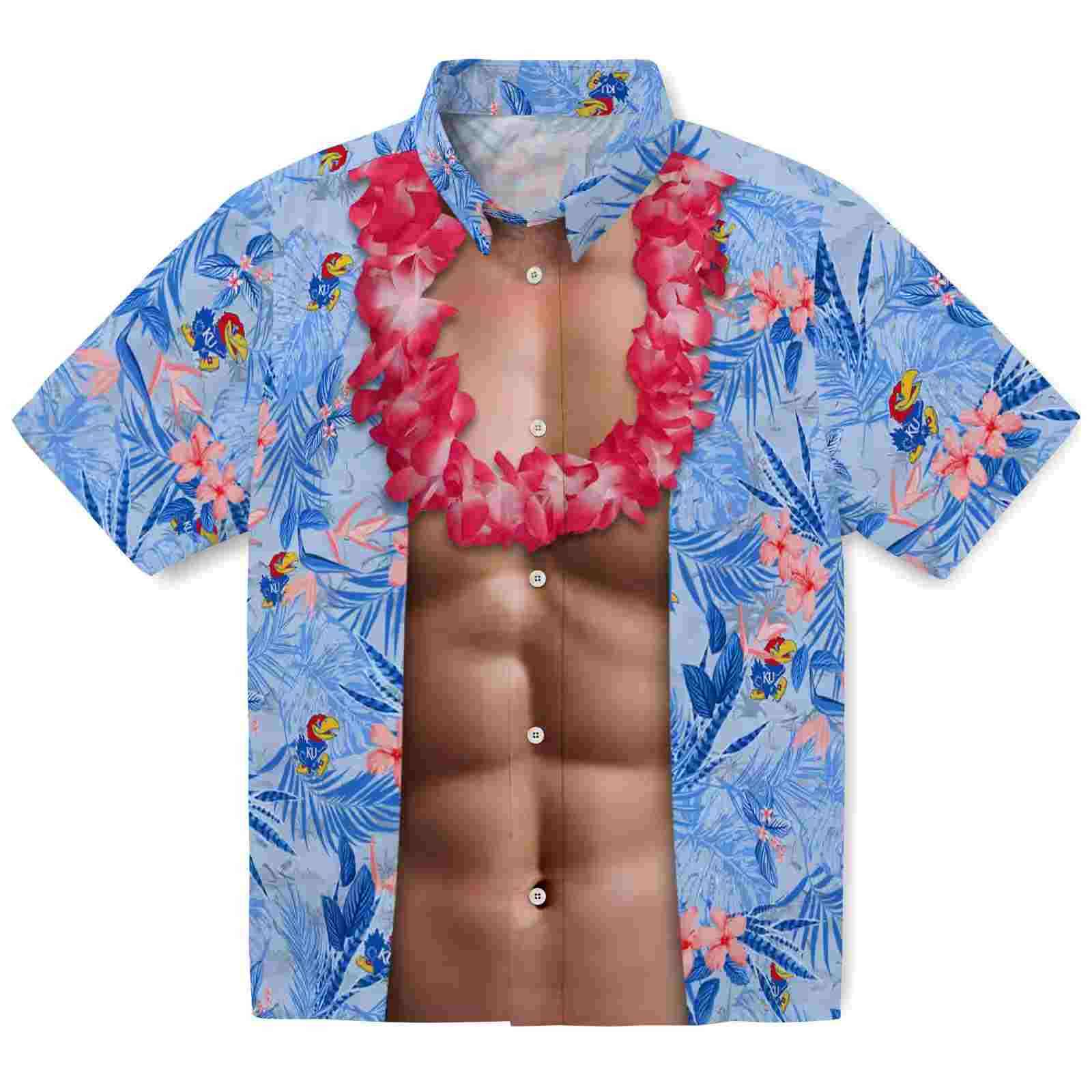 Kansas Jayhawks Chest Illusion Blue Hawaiian Shirt