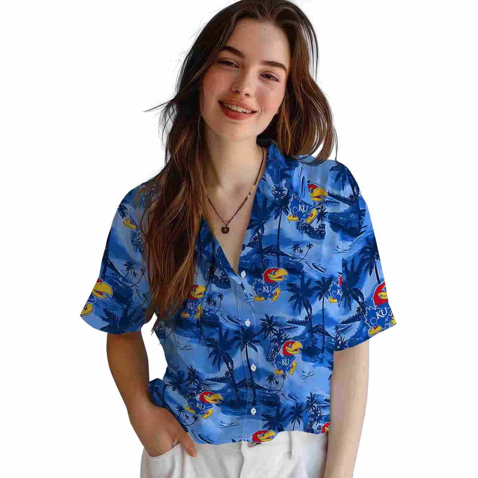 kansas jayhawks coastal palms blue hawaiian shirt latest model