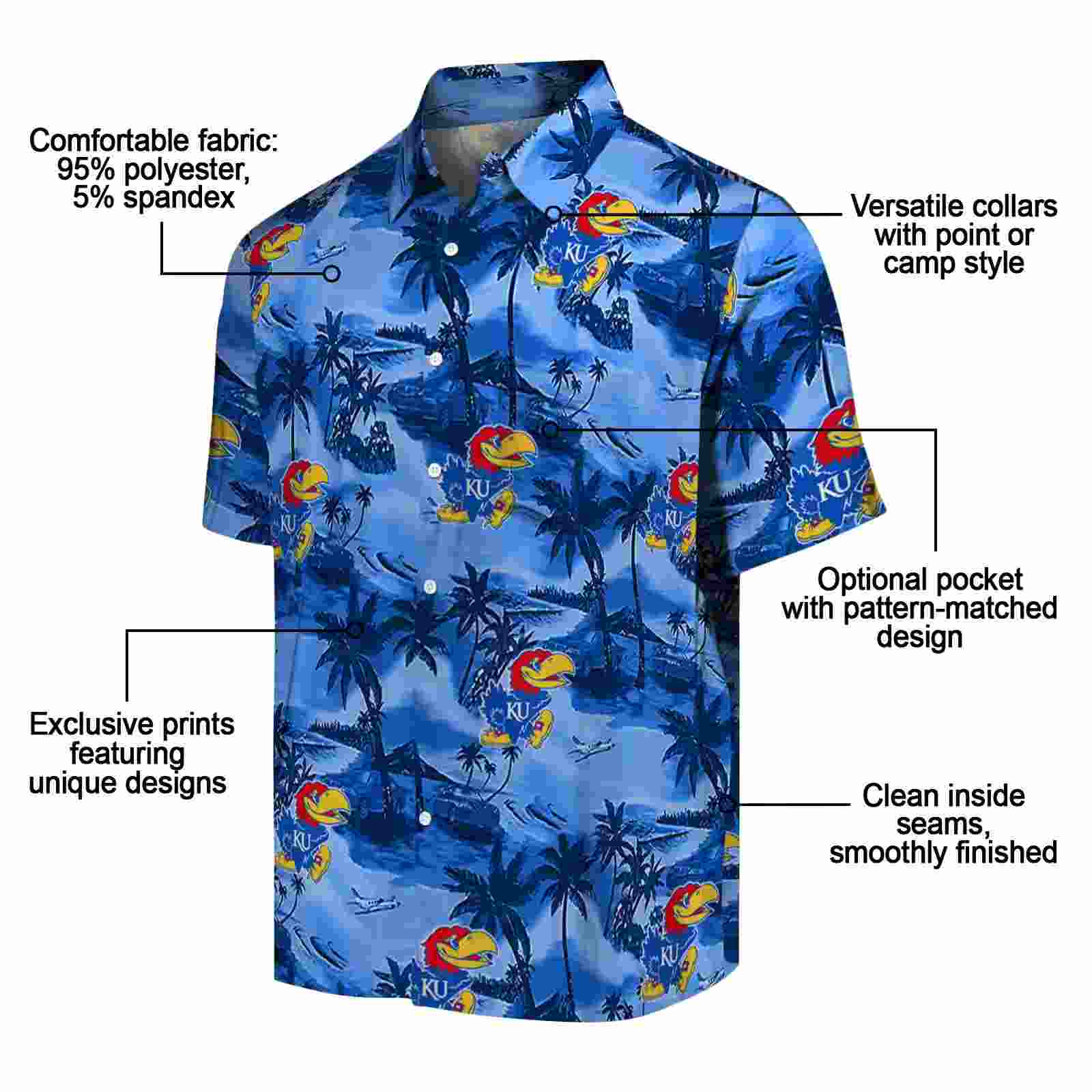 kansas jayhawks coastal palms blue hawaiian shirt new arrival