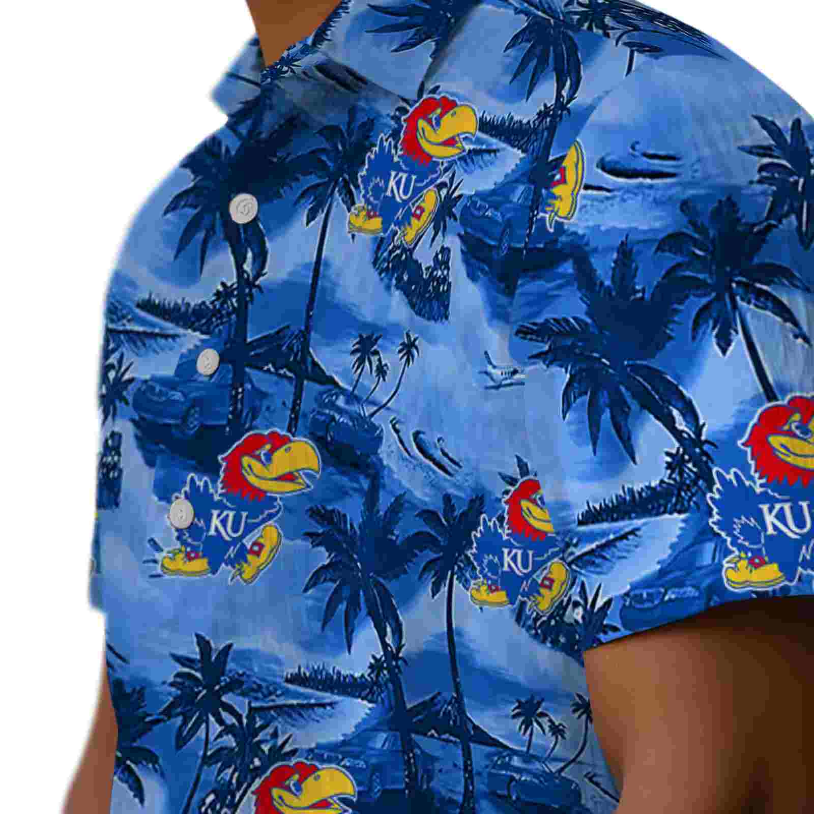 kansas jayhawks coastal palms blue hawaiian shirt trendy