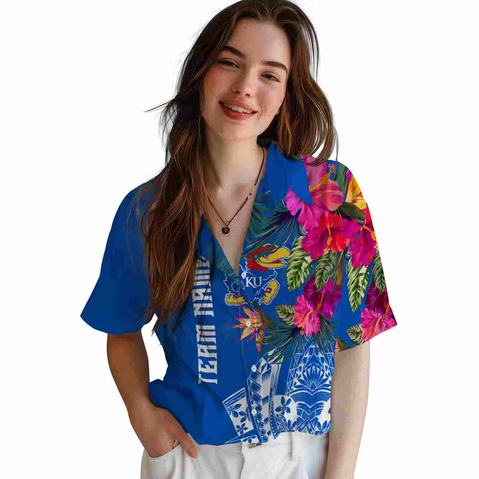 kansas jayhawks floral polynesian blue hawaiian shirt latest model