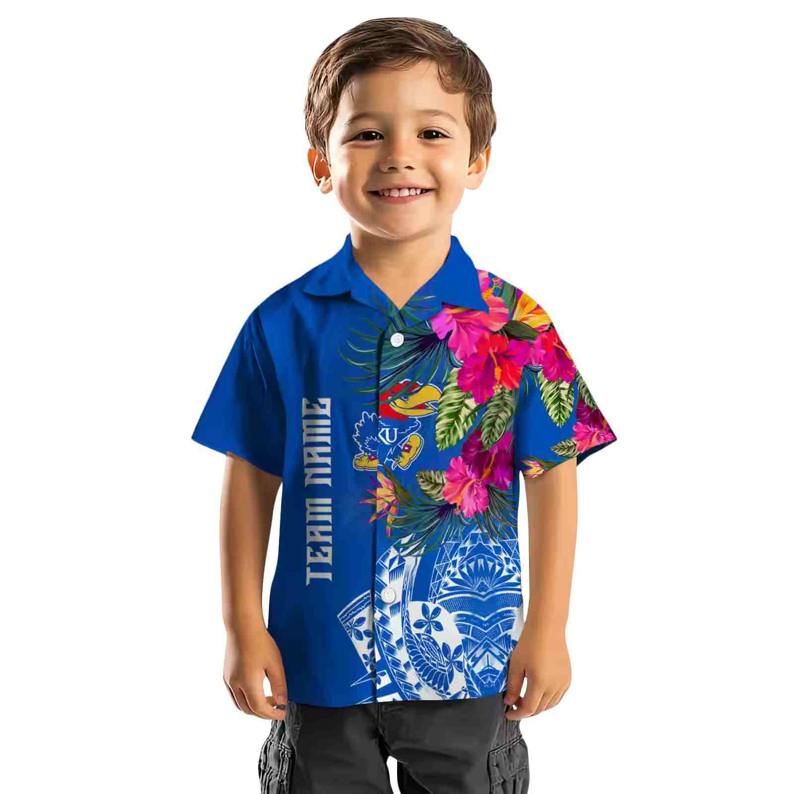 kansas jayhawks floral polynesian blue hawaiian shirt top rated