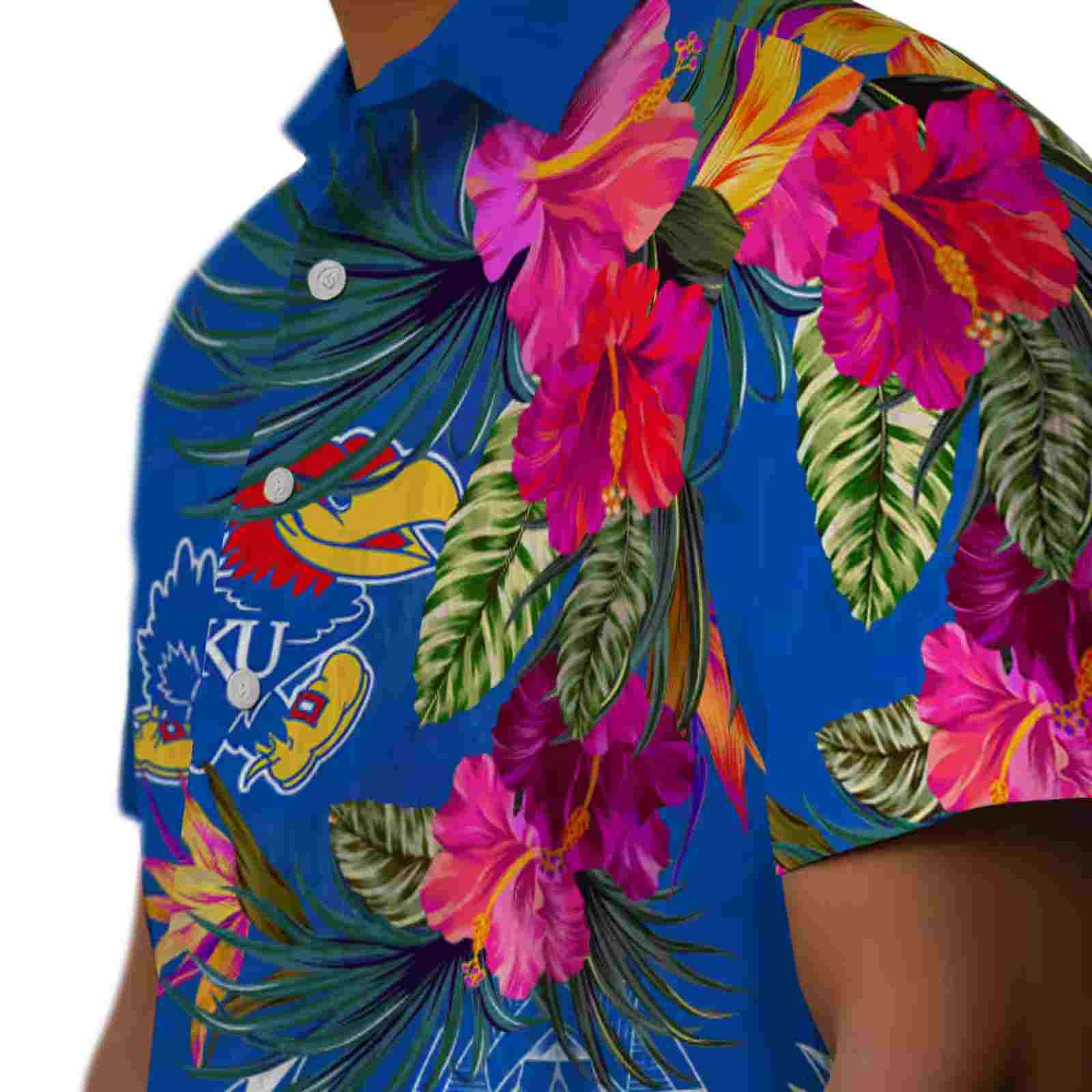 kansas jayhawks floral polynesian blue hawaiian shirt trendy