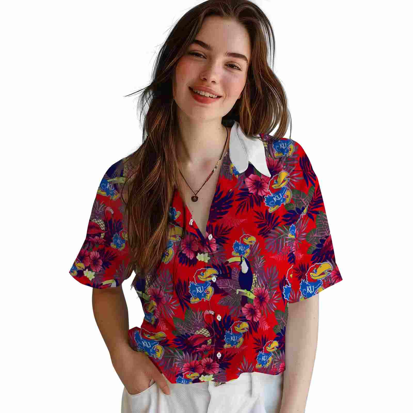 kansas jayhawks floral toucan blue red hawaiian shirt latest model