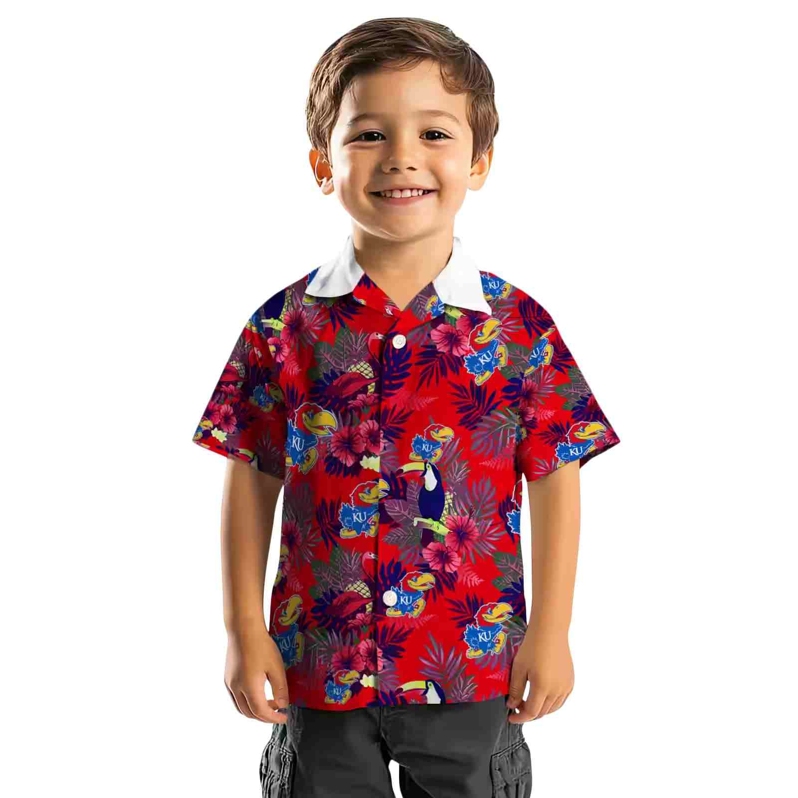 kansas jayhawks floral toucan blue red hawaiian shirt top rated