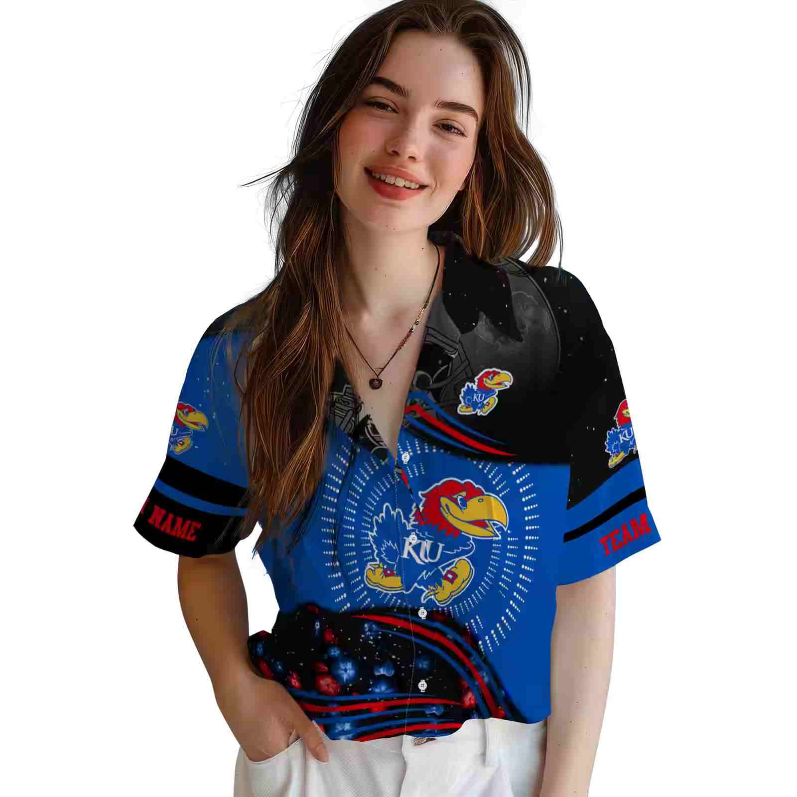 kansas jayhawks football wave blue black hawaiian shirt latest model