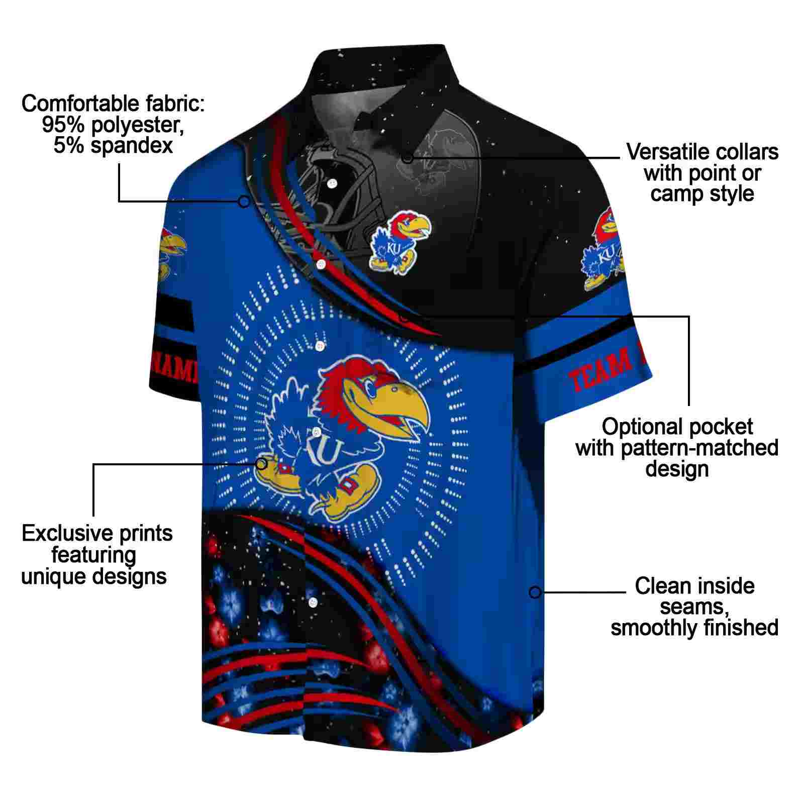 kansas jayhawks football wave blue black hawaiian shirt new arrival