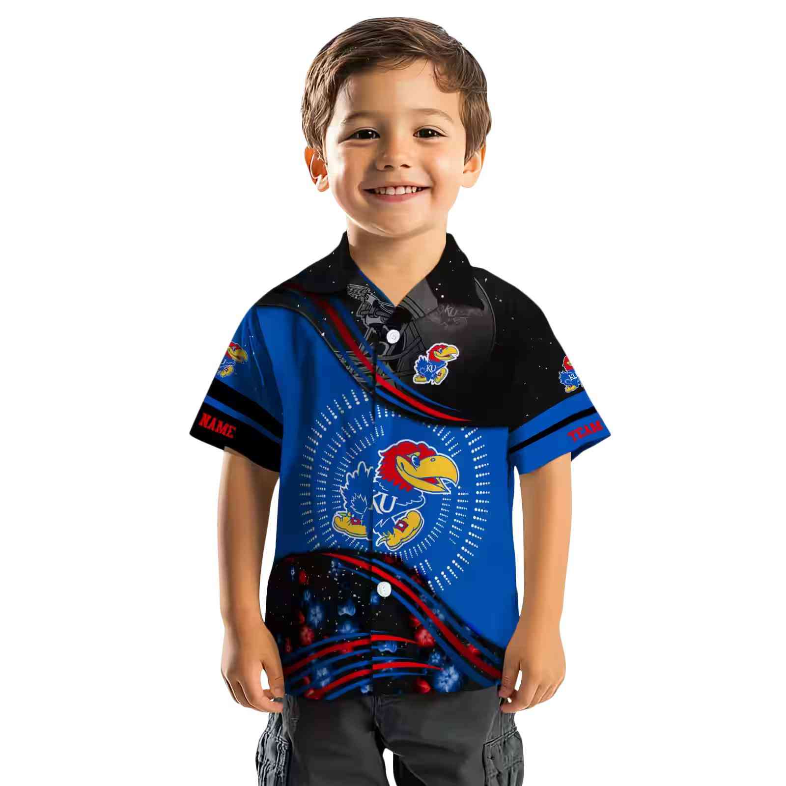 kansas jayhawks football wave blue black hawaiian shirt top rated