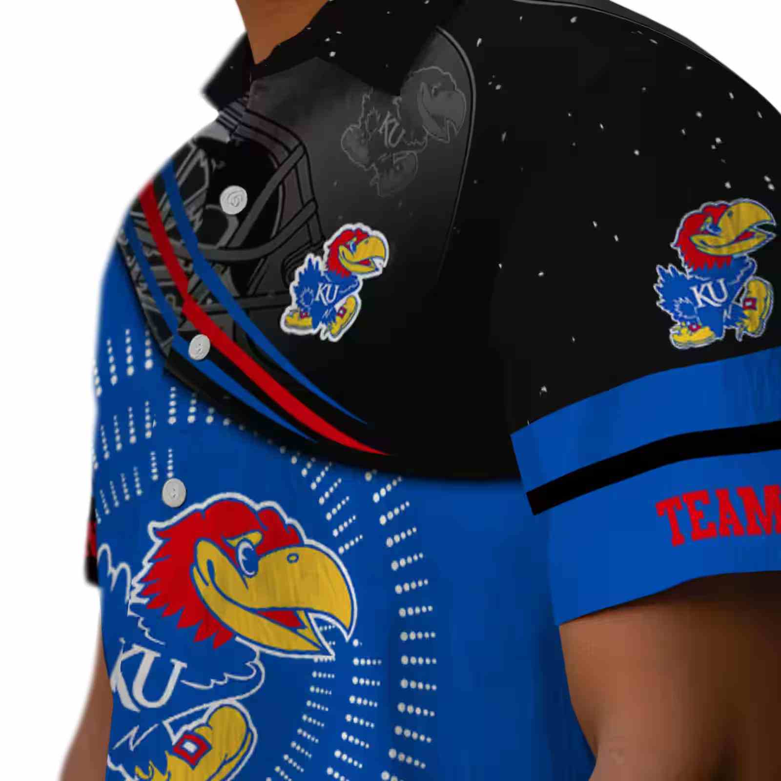 kansas jayhawks football wave blue black hawaiian shirt trendy