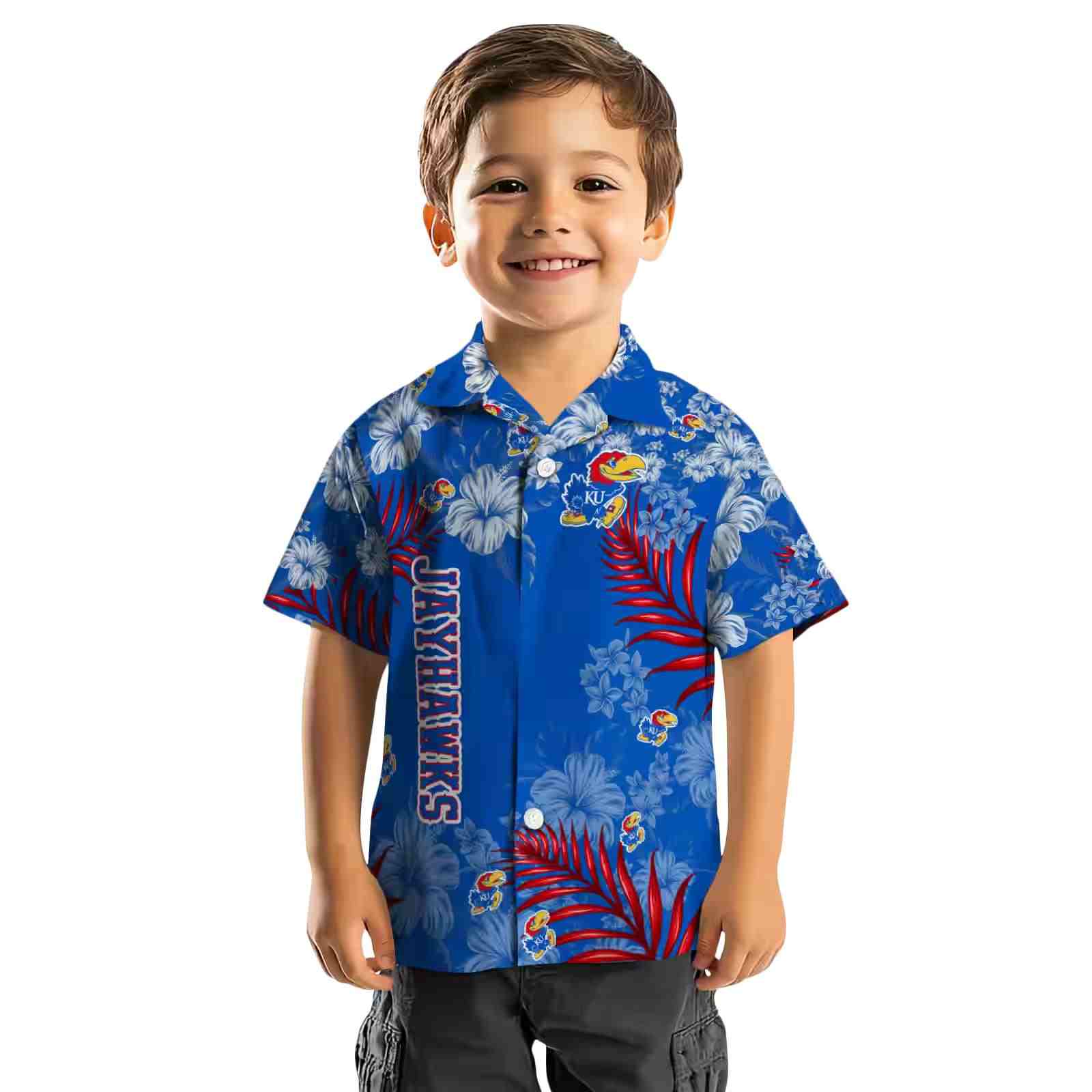 kansas jayhawks hibiscus print blue hawaiian shirt top rated