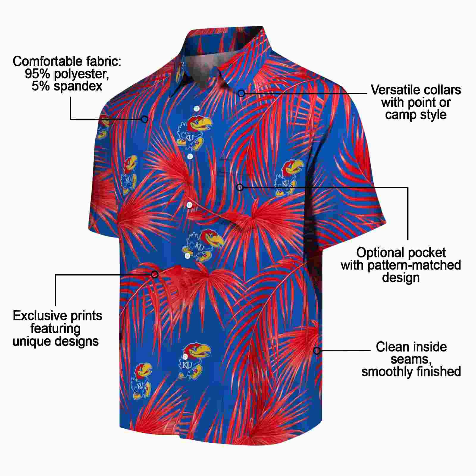 kansas jayhawks leafy palms blue hawaiian shirt new arrival