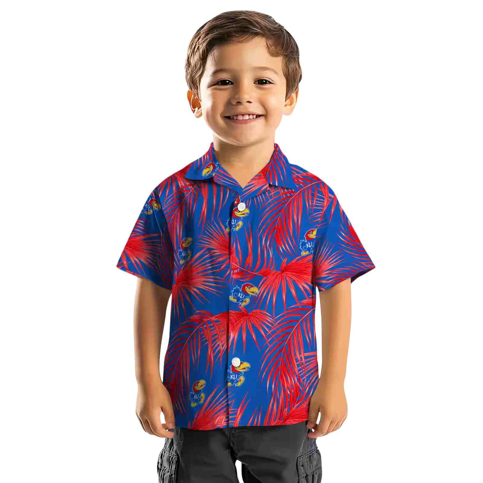 kansas jayhawks leafy palms blue hawaiian shirt top rated