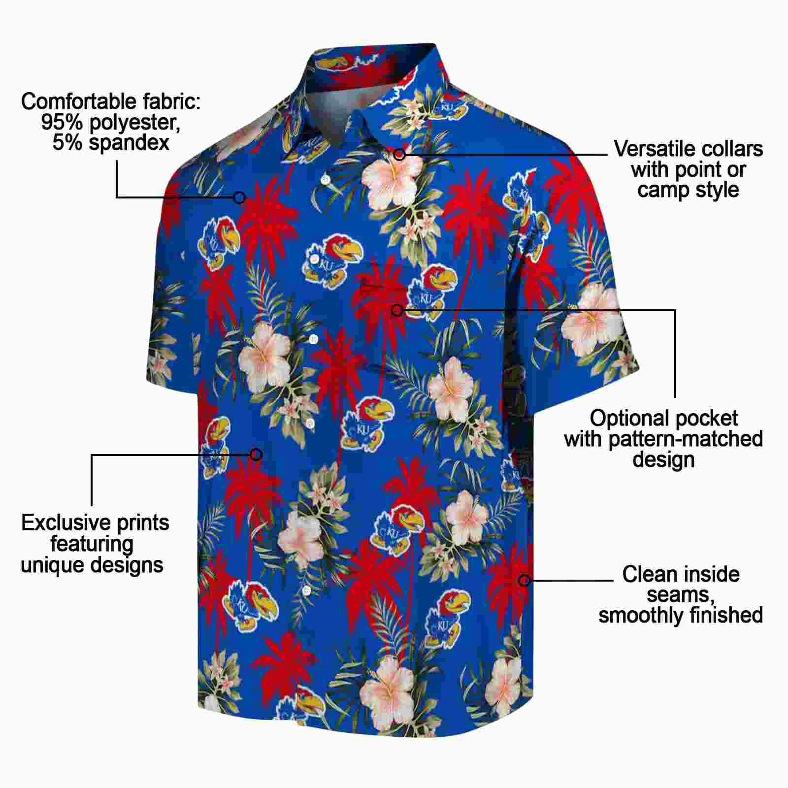 kansas jayhawks palm tree flower blue hawaiian shirt new arrival