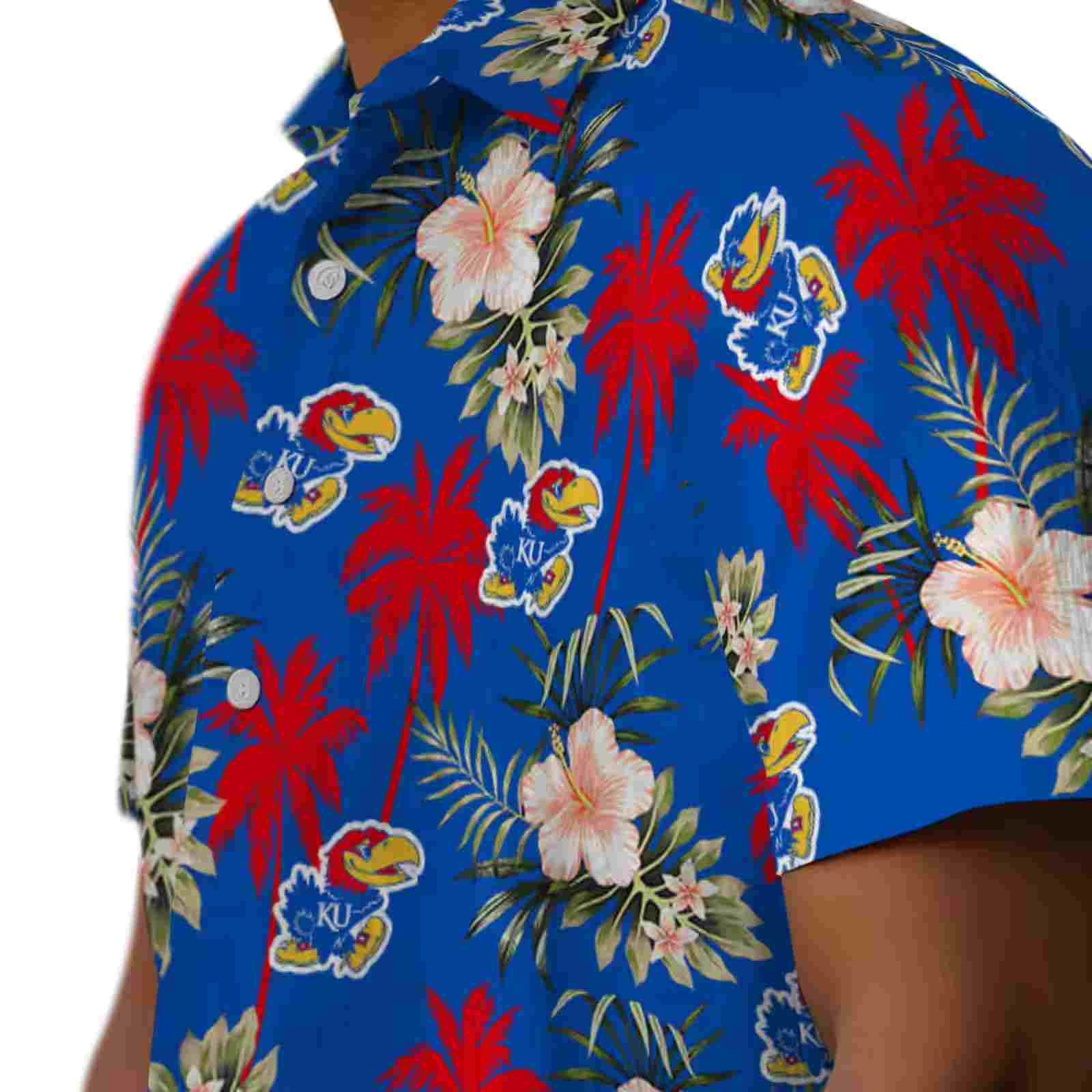 kansas jayhawks palm tree flower blue hawaiian shirt trendy