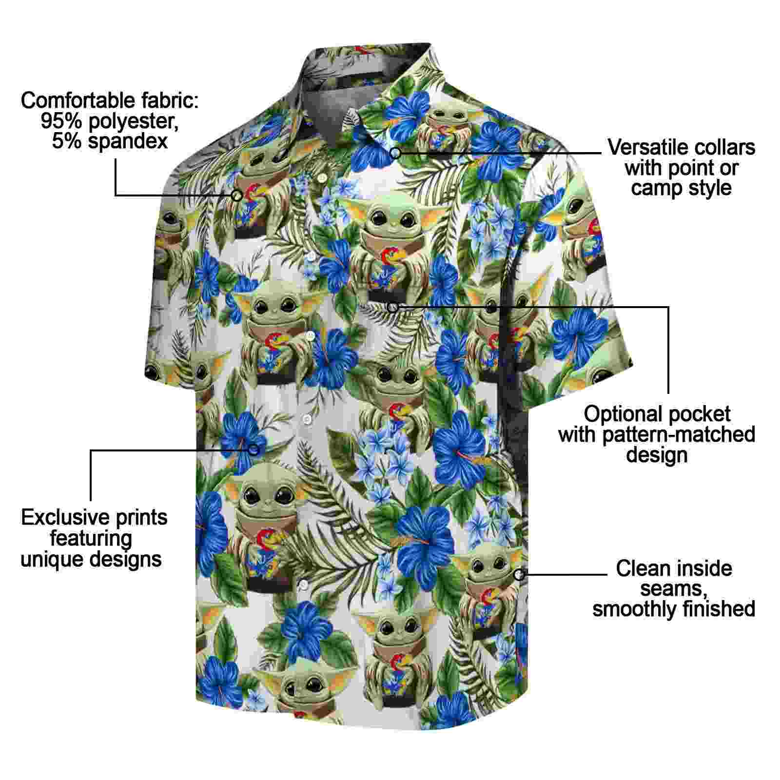 kansas jayhawks tropical yoda green hawaiian shirt new arrival