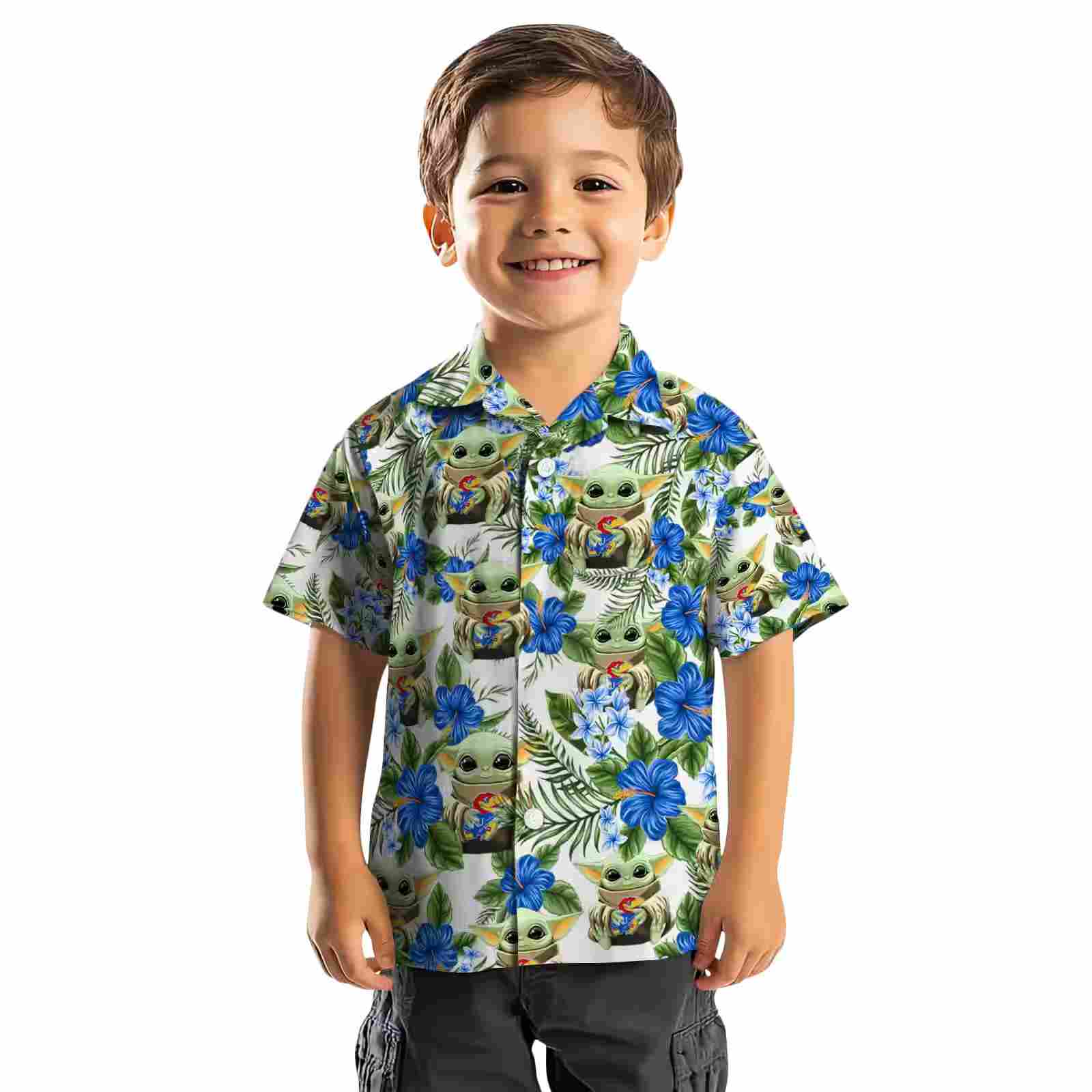 kansas jayhawks tropical yoda green hawaiian shirt top rated