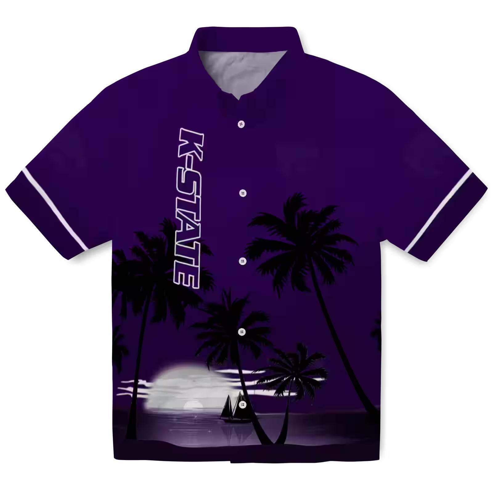 Kansas State Wildcats Beach Sunset Purple Black Hawaiian Shirt