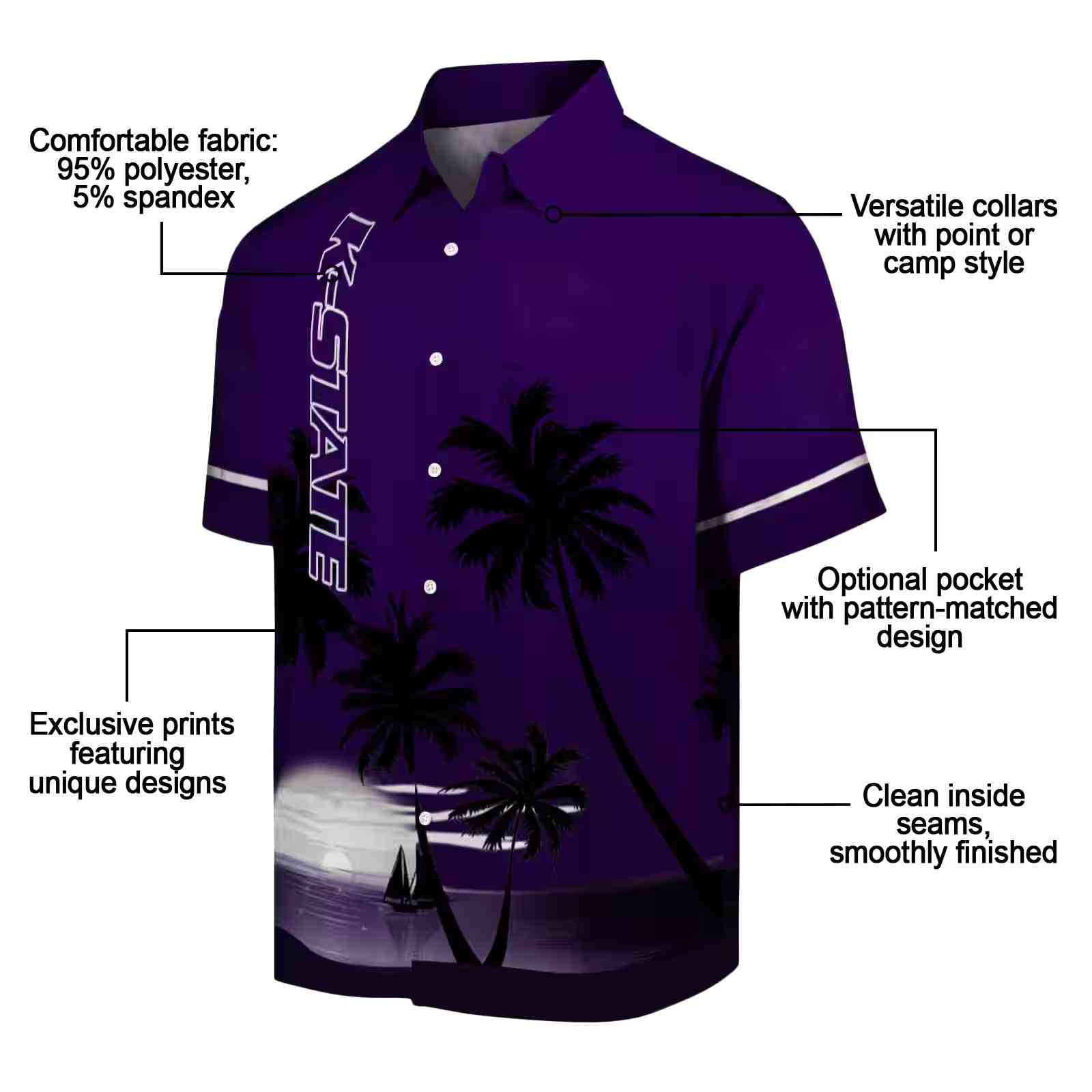 kansas state wildcats beach sunset purple black hawaiian shirt new arrival