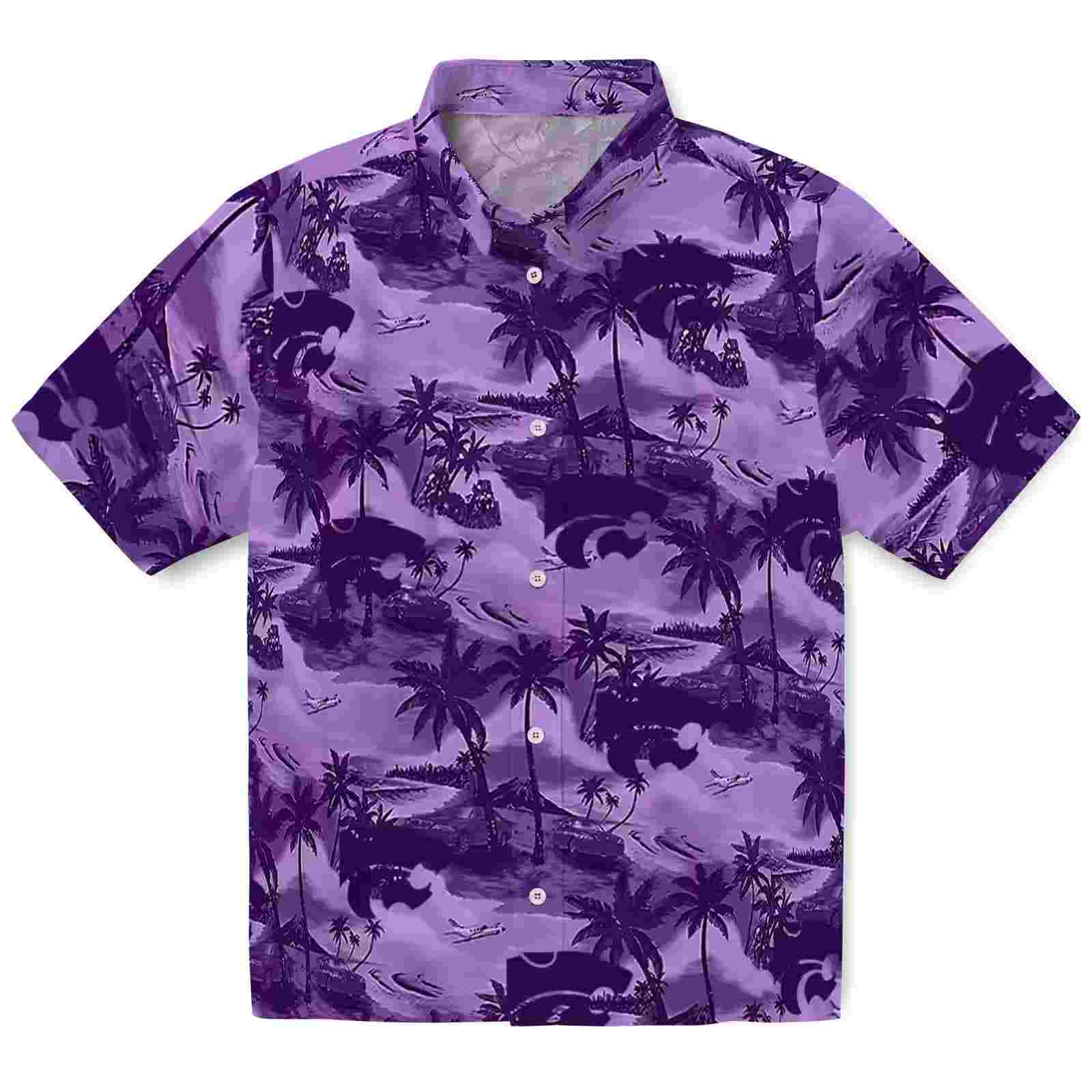 Kansas State Wildcats Coastal Palms Purple Hawaiian Shirt