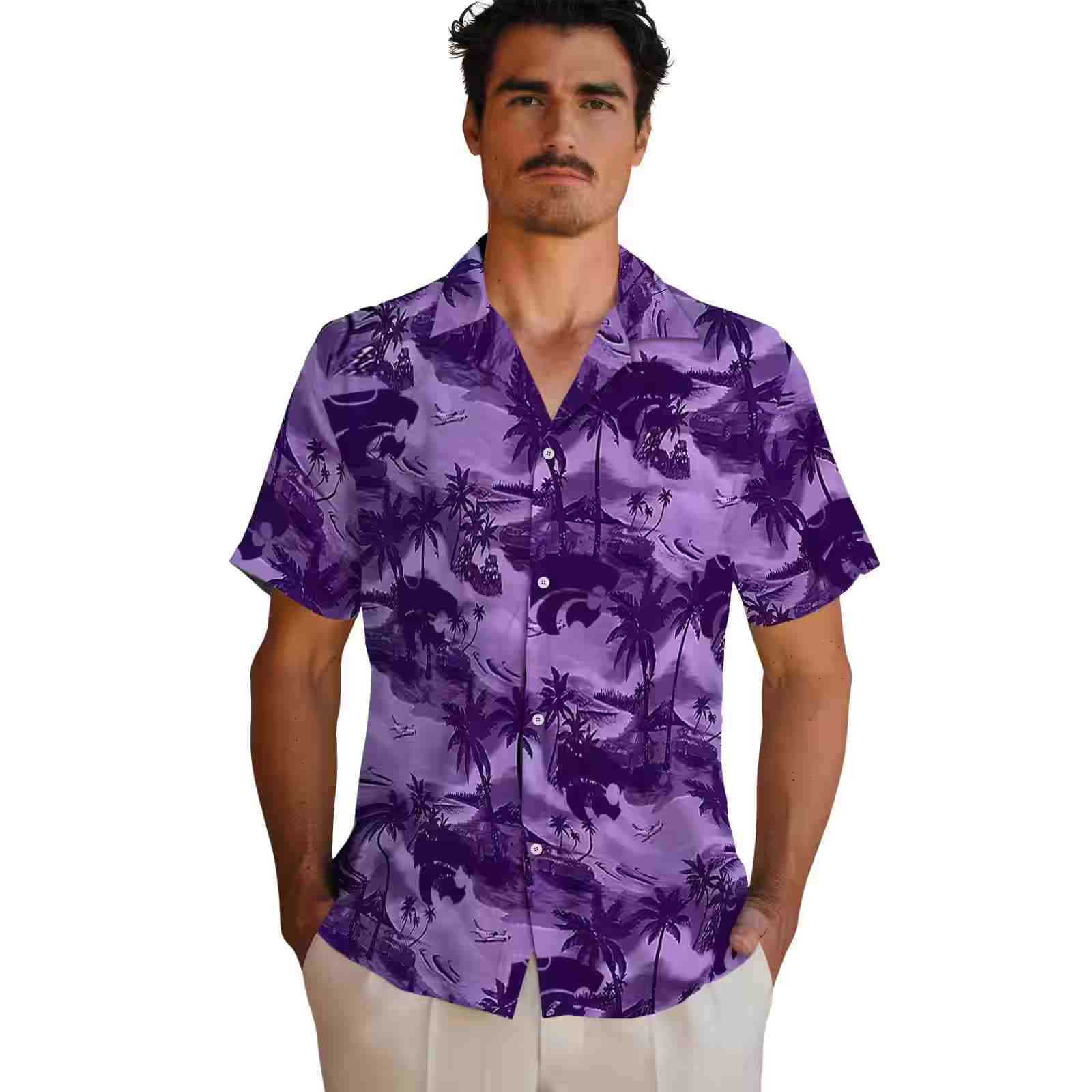 kansas state wildcats coastal palms purple hawaiian shirt fashion forward