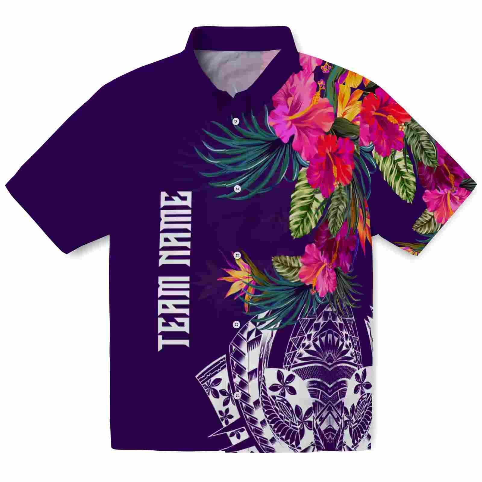 Kansas State Wildcats Floral Polynesian Purple Hawaiian Shirt