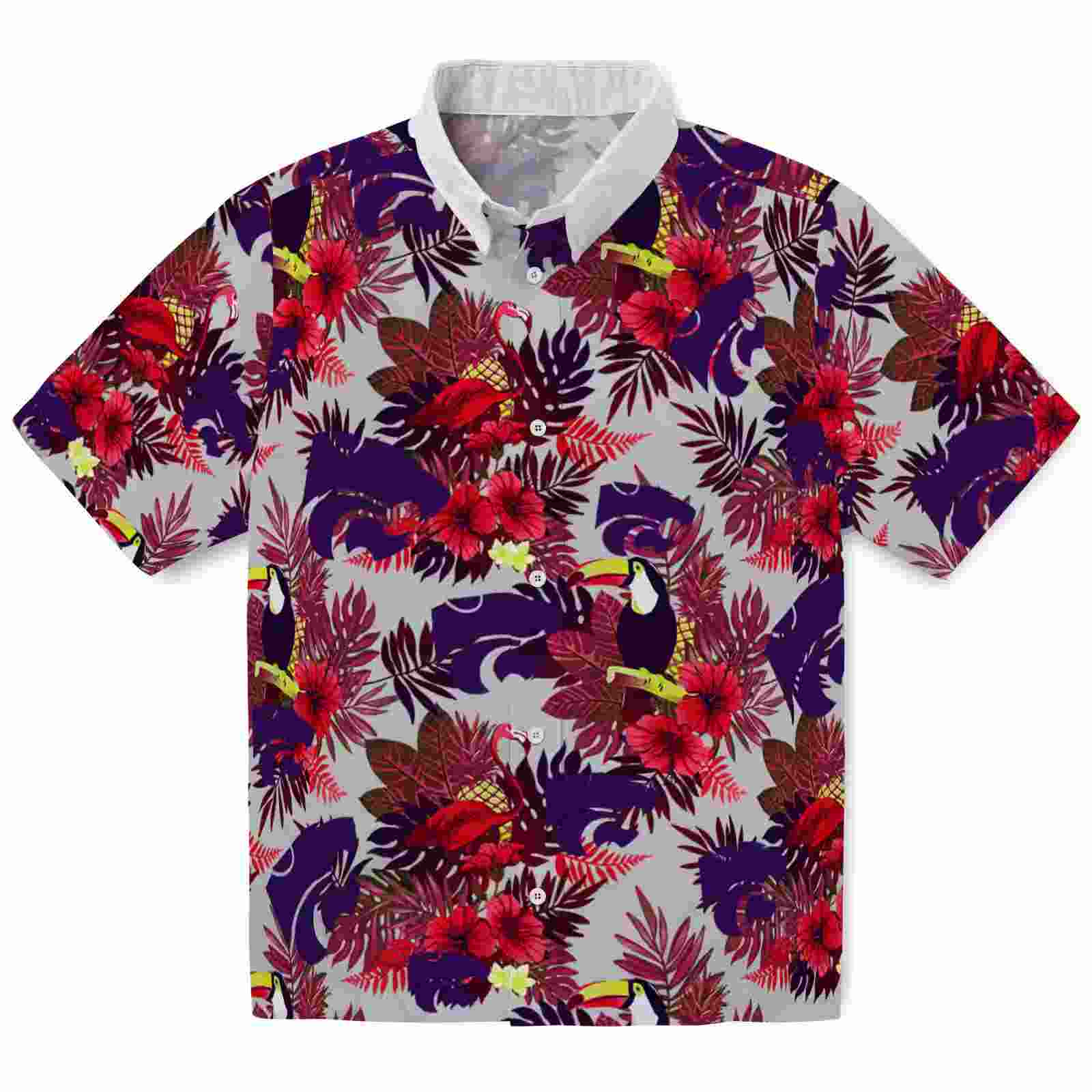 Kansas State Wildcats Floral Toucan Purple Red Hawaiian Shirt