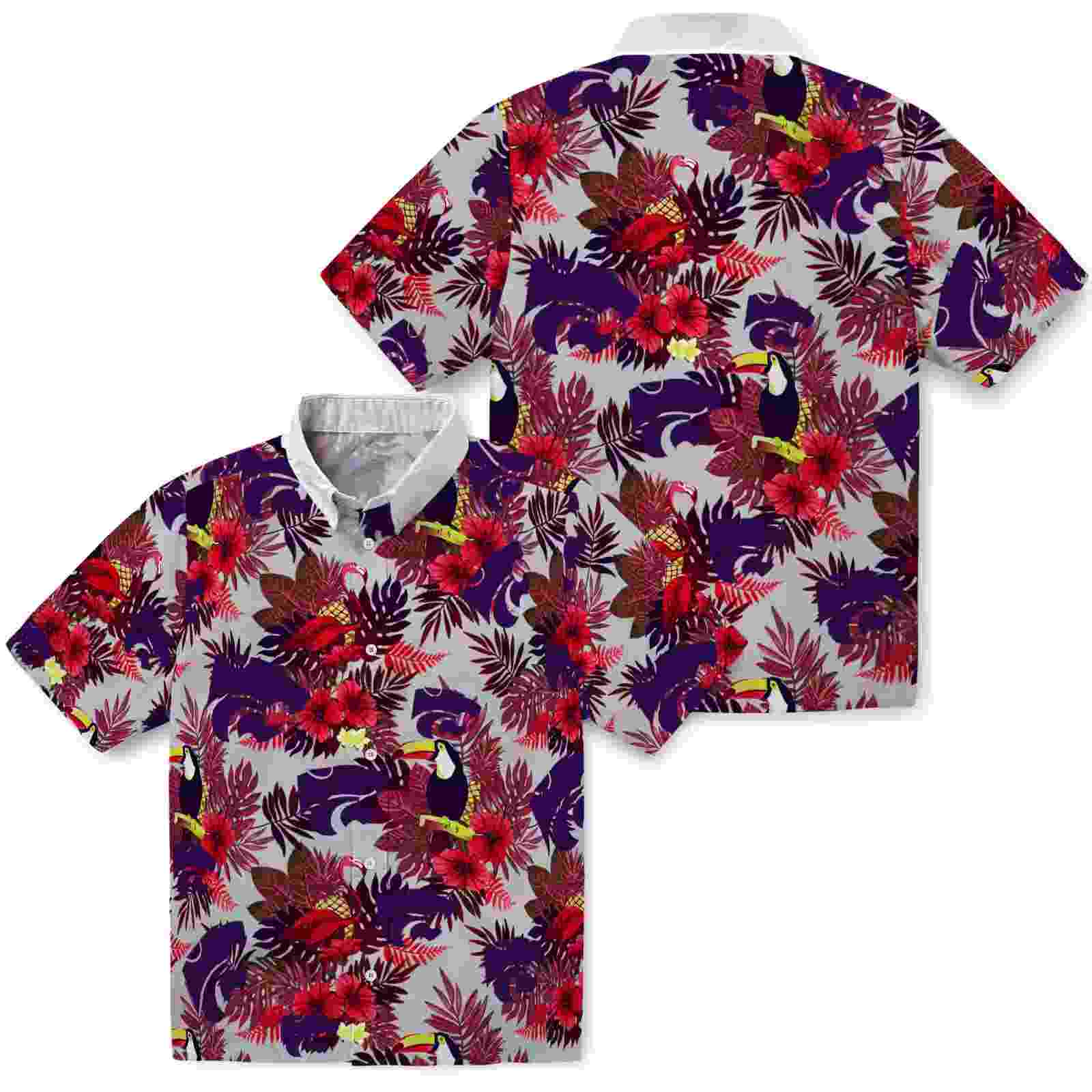 kansas state wildcats floral toucan purple red hawaiian shirt high quality