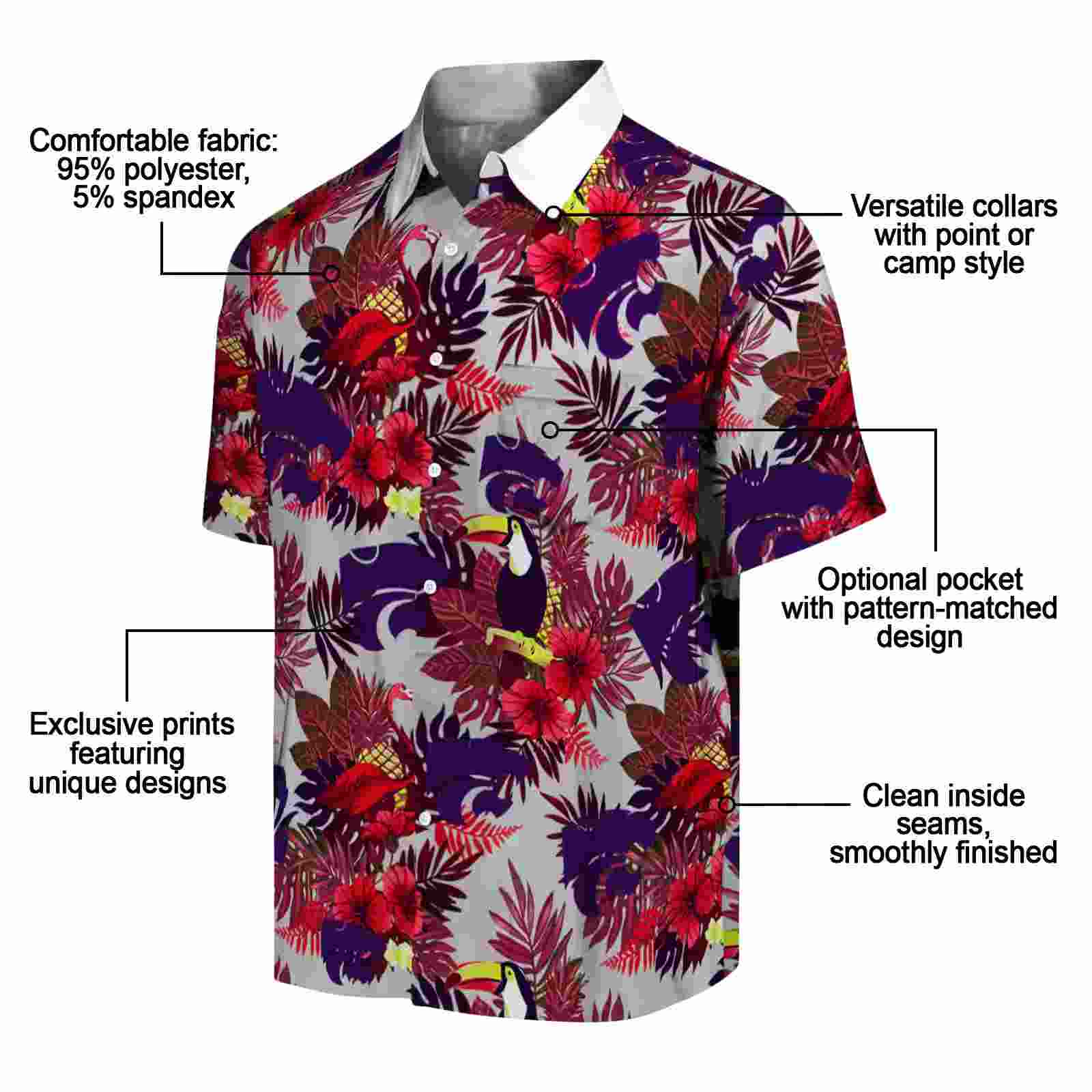 kansas state wildcats floral toucan purple red hawaiian shirt new arrival