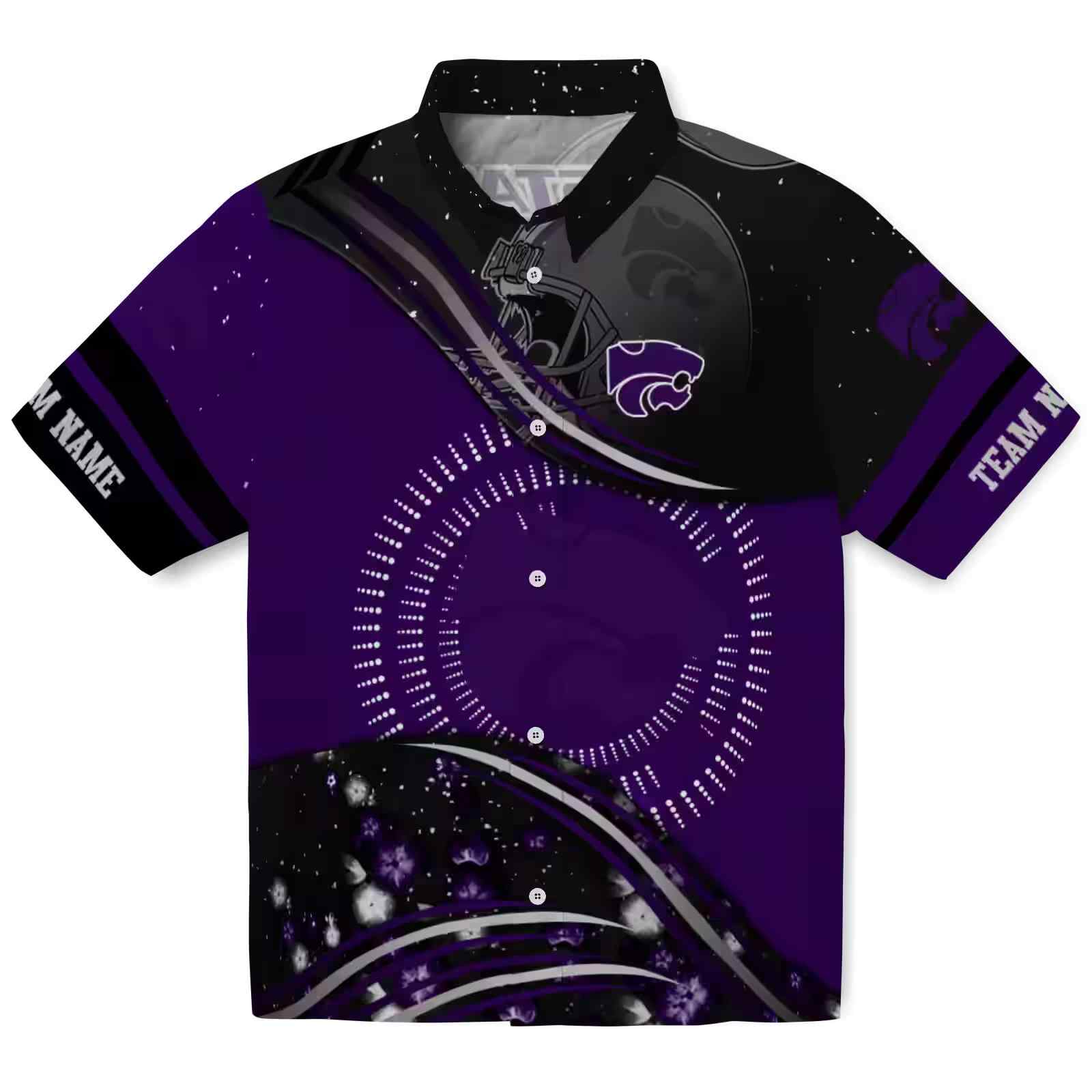 Kansas State Wildcats Football Wave Purple Black Hawaiian Shirt