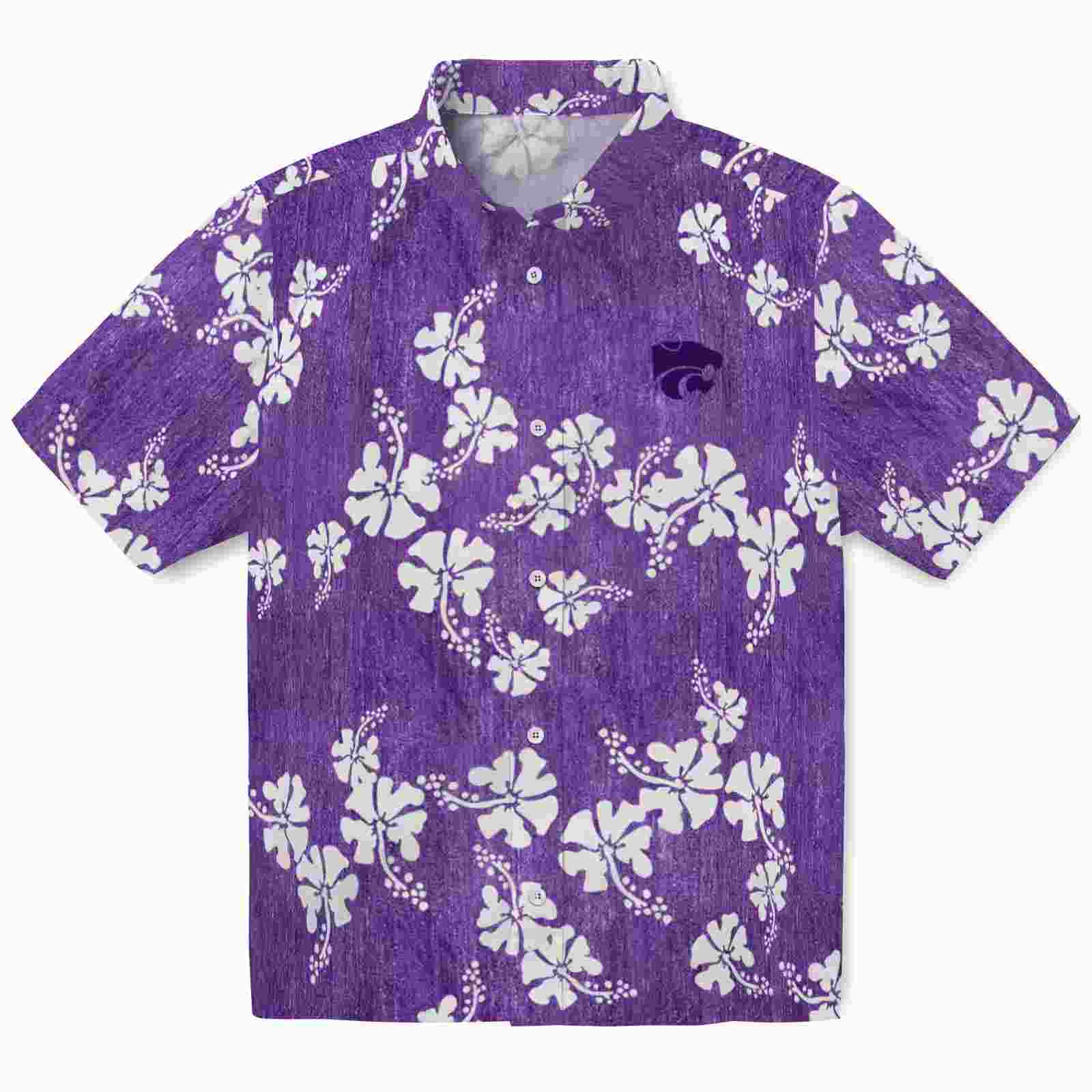 Kansas State Wildcats Hibiscus Clusters Purple Hawaiian Shirt