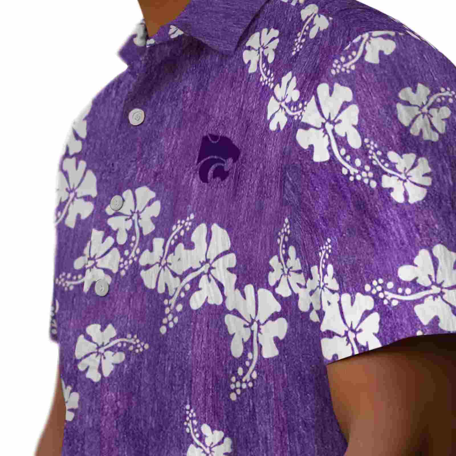 kansas state wildcats hibiscus clusters purple hawaiian shirt trendy