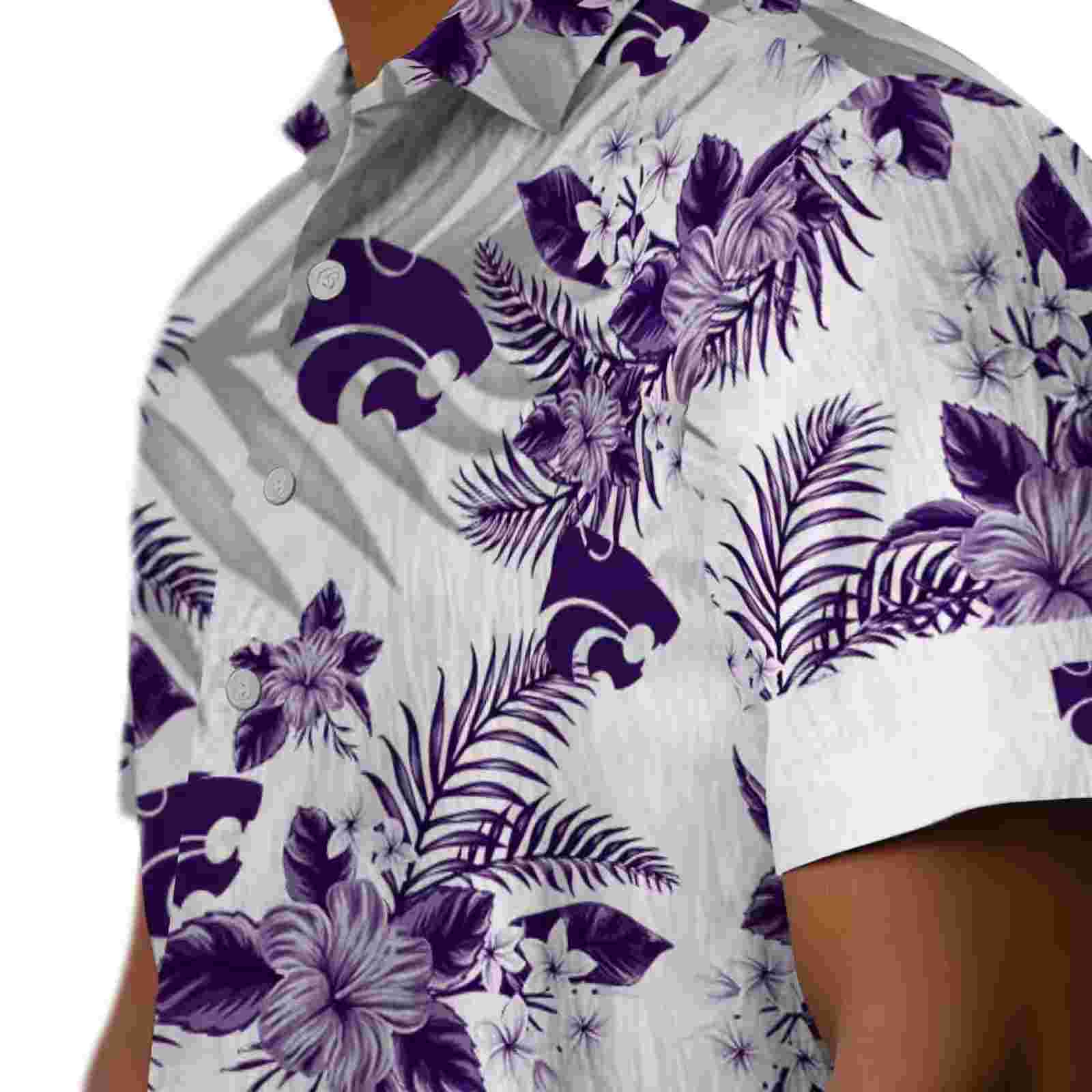 kansas state wildcats hibiscus palm leaves purple white hawaiian shirt trendy