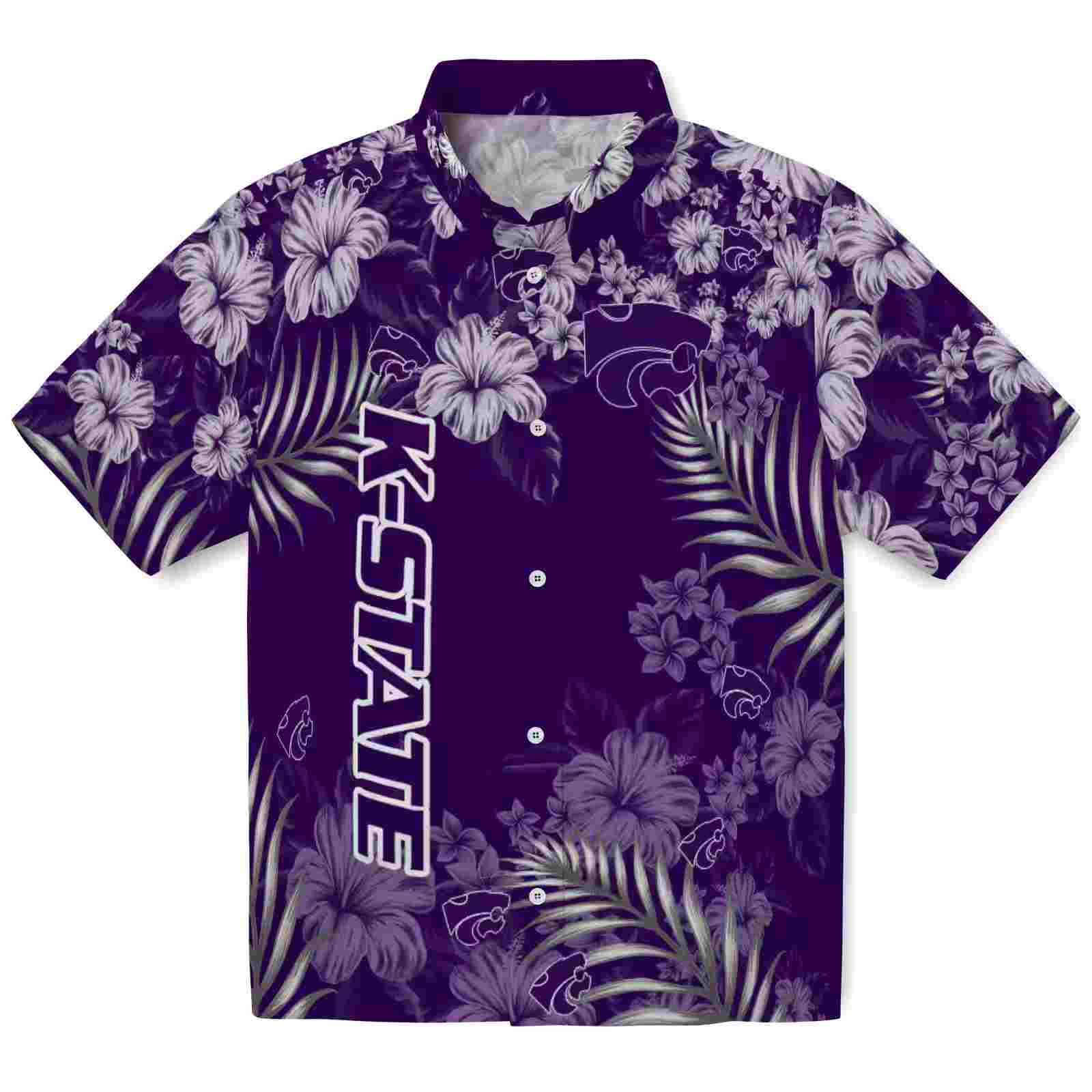 Kansas State Wildcats Hibiscus Print Purple Hawaiian Shirt