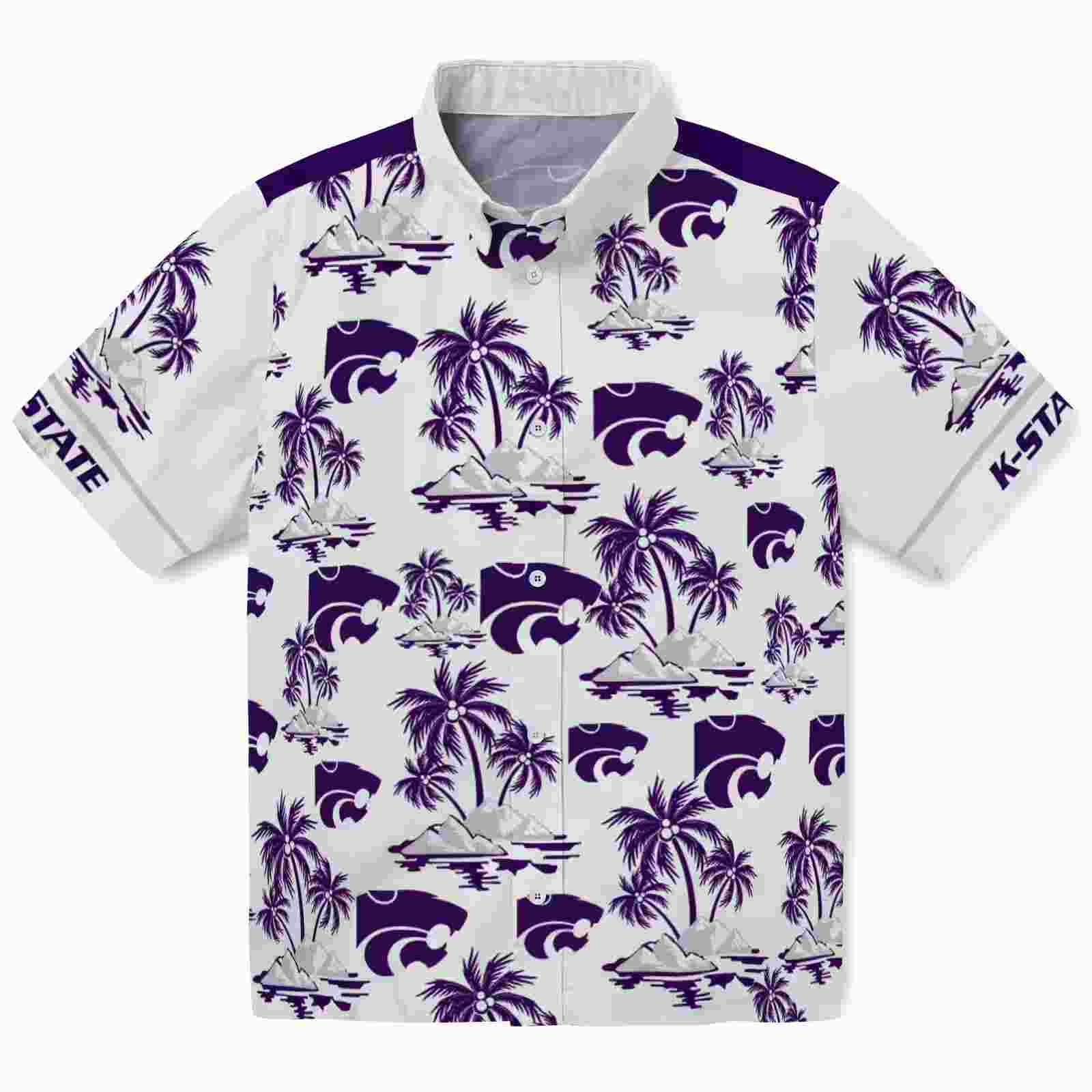 Kansas State Wildcats Palm Island Print Purple White Hawaiian Shirt