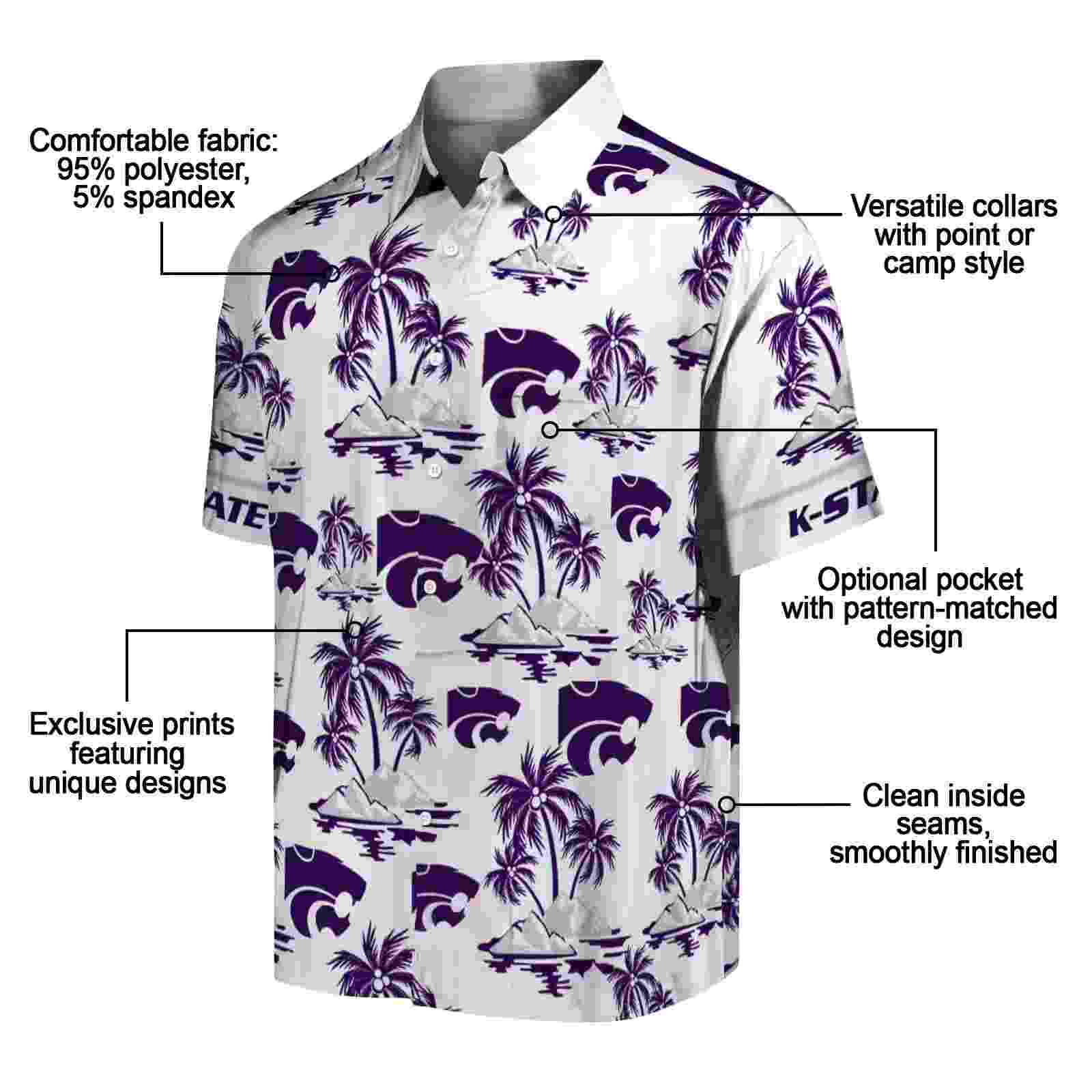 kansas state wildcats palm island print purple white hawaiian shirt new arrival