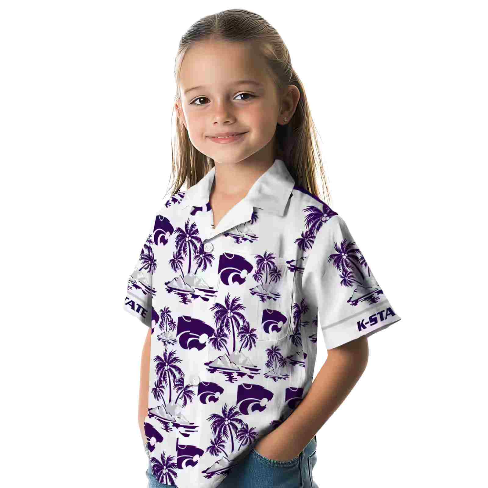 kansas state wildcats palm island print purple white hawaiian shirt premium grade