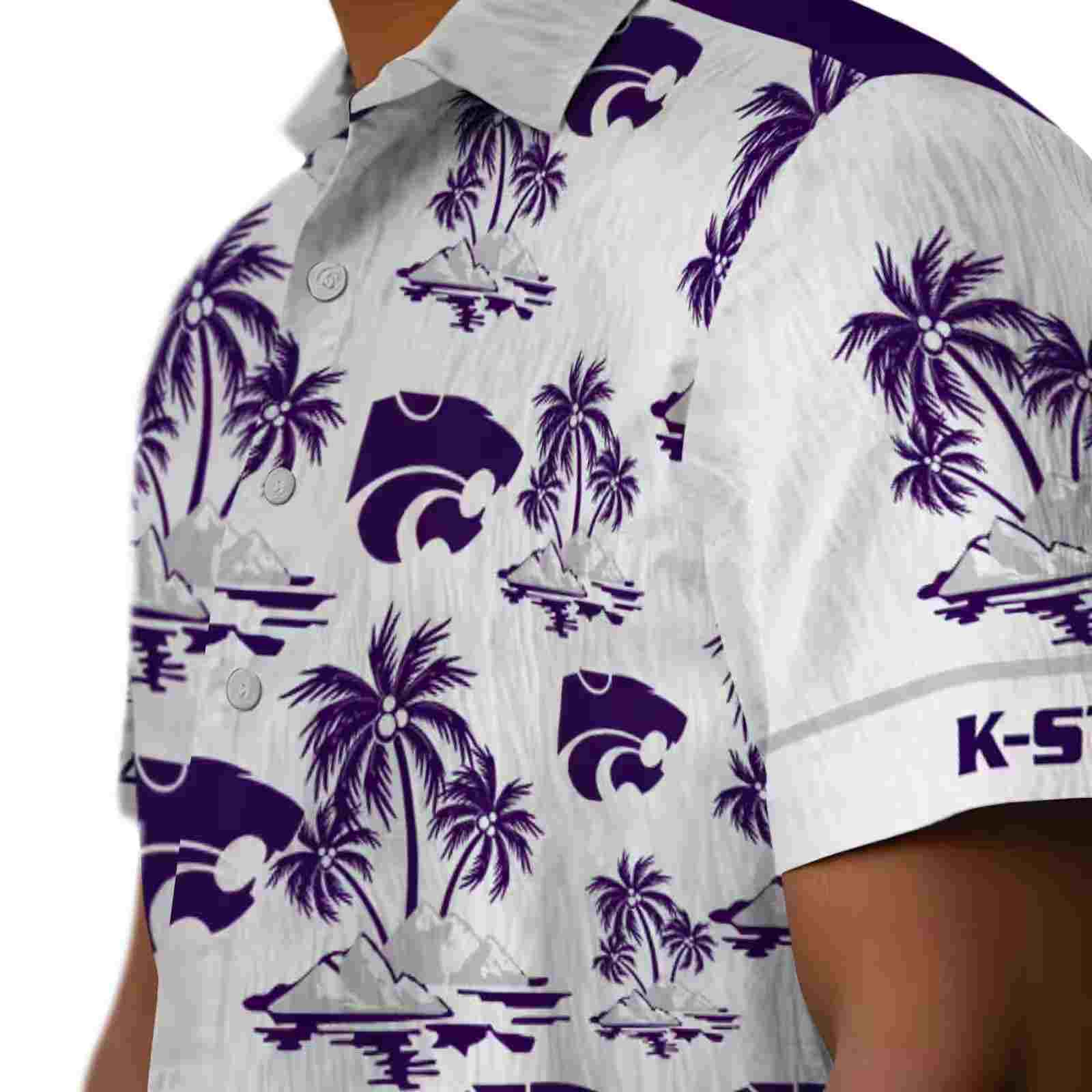 kansas state wildcats palm island print purple white hawaiian shirt trendy