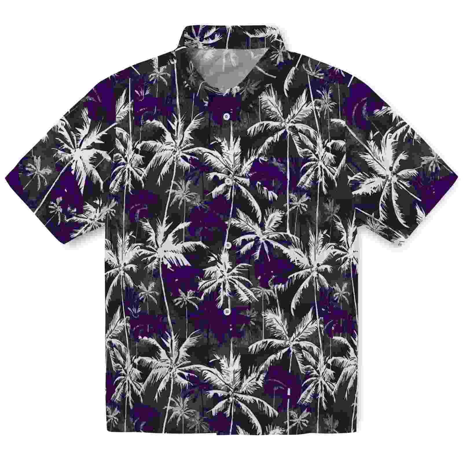 Kansas State Wildcats Palm Pattern Purple Black Hawaiian Shirt