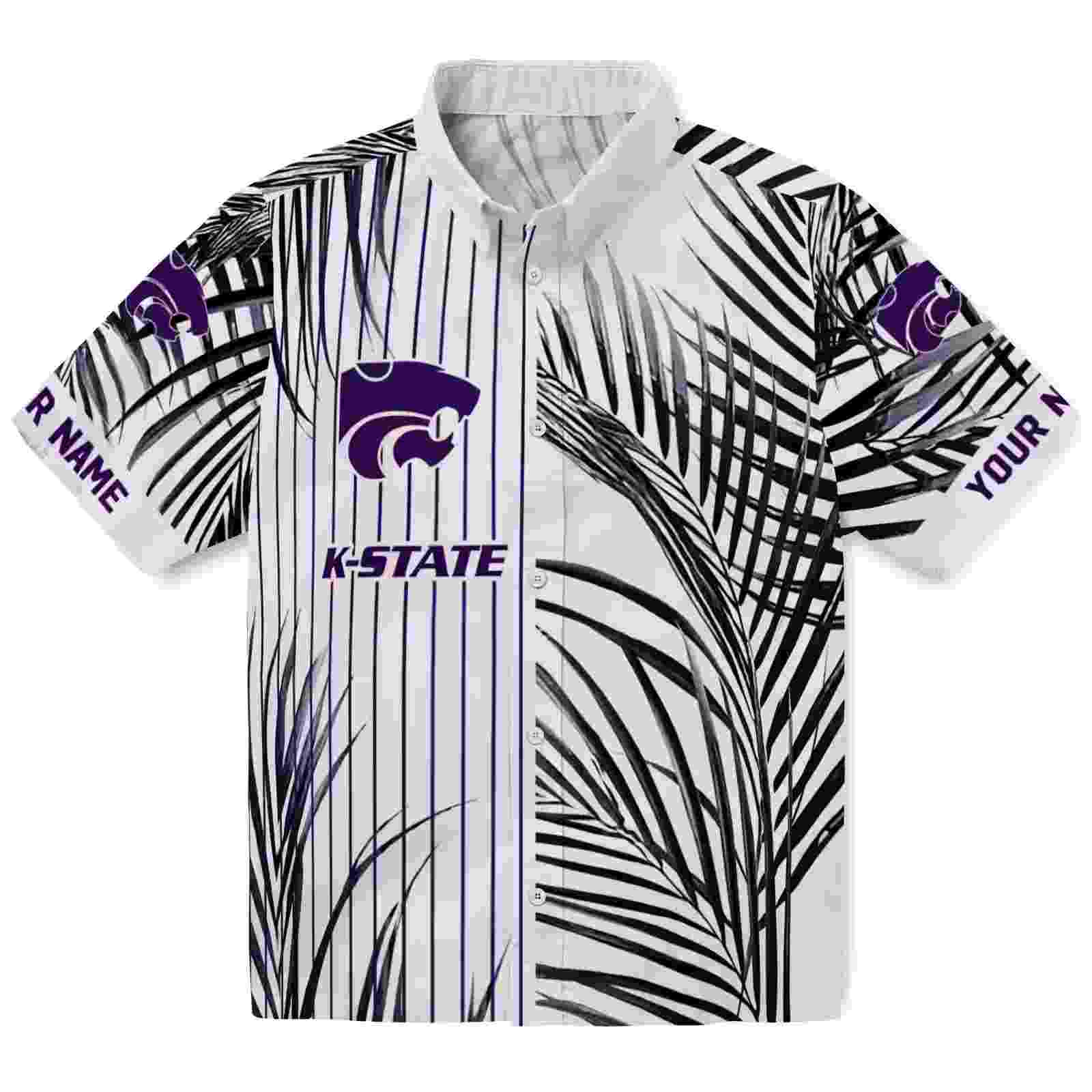 Kansas State Wildcats Palm Stripes Purple Black White Hawaiian Shirt