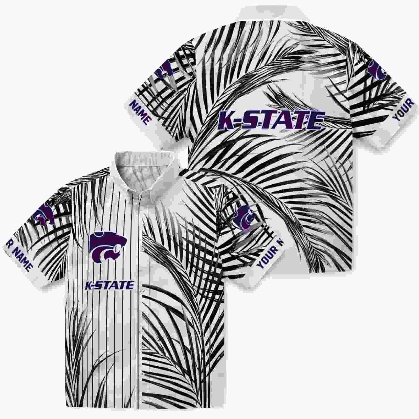 kansas state wildcats palm stripes purple black white hawaiian shirt high quality