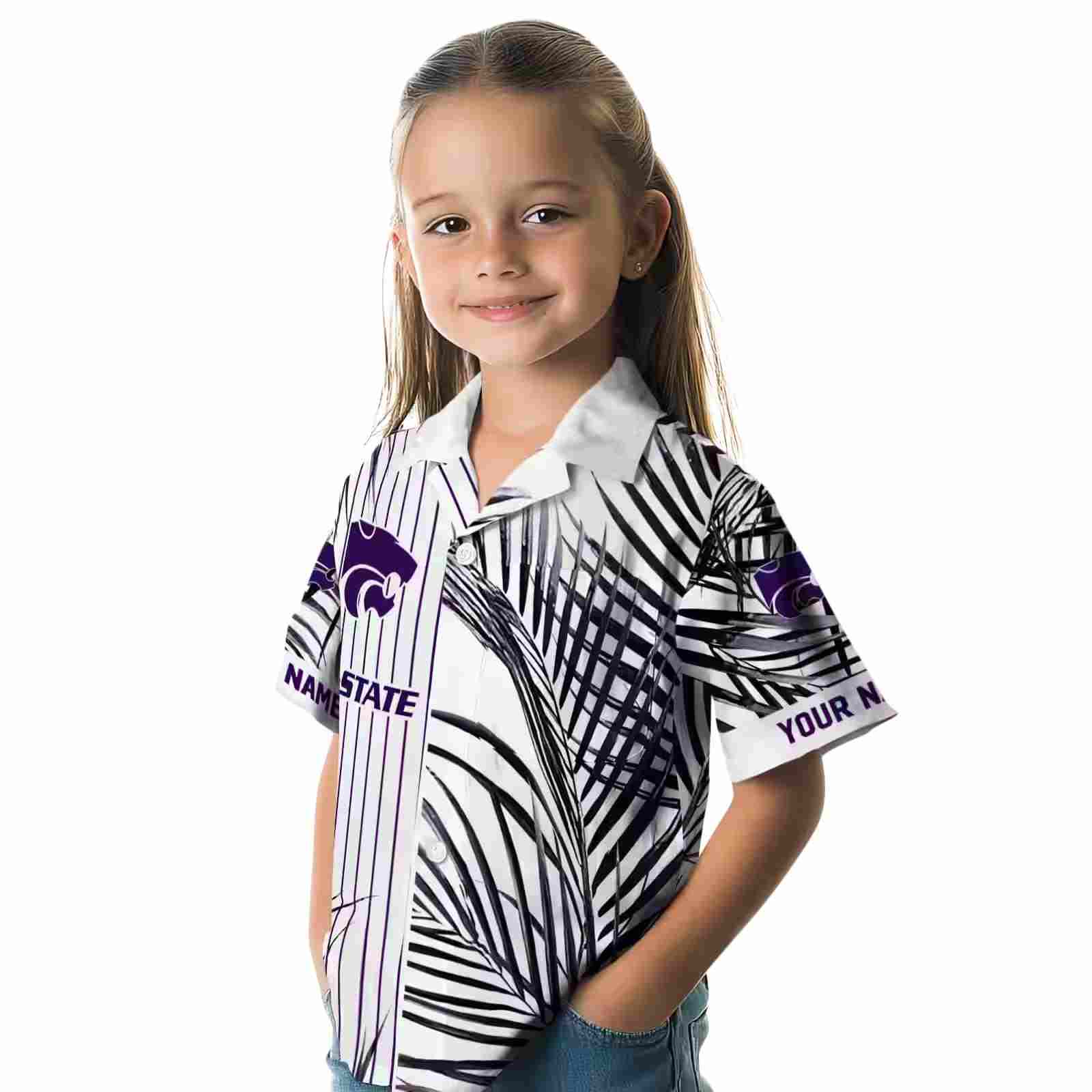 kansas state wildcats palm stripes purple black white hawaiian shirt premium grade