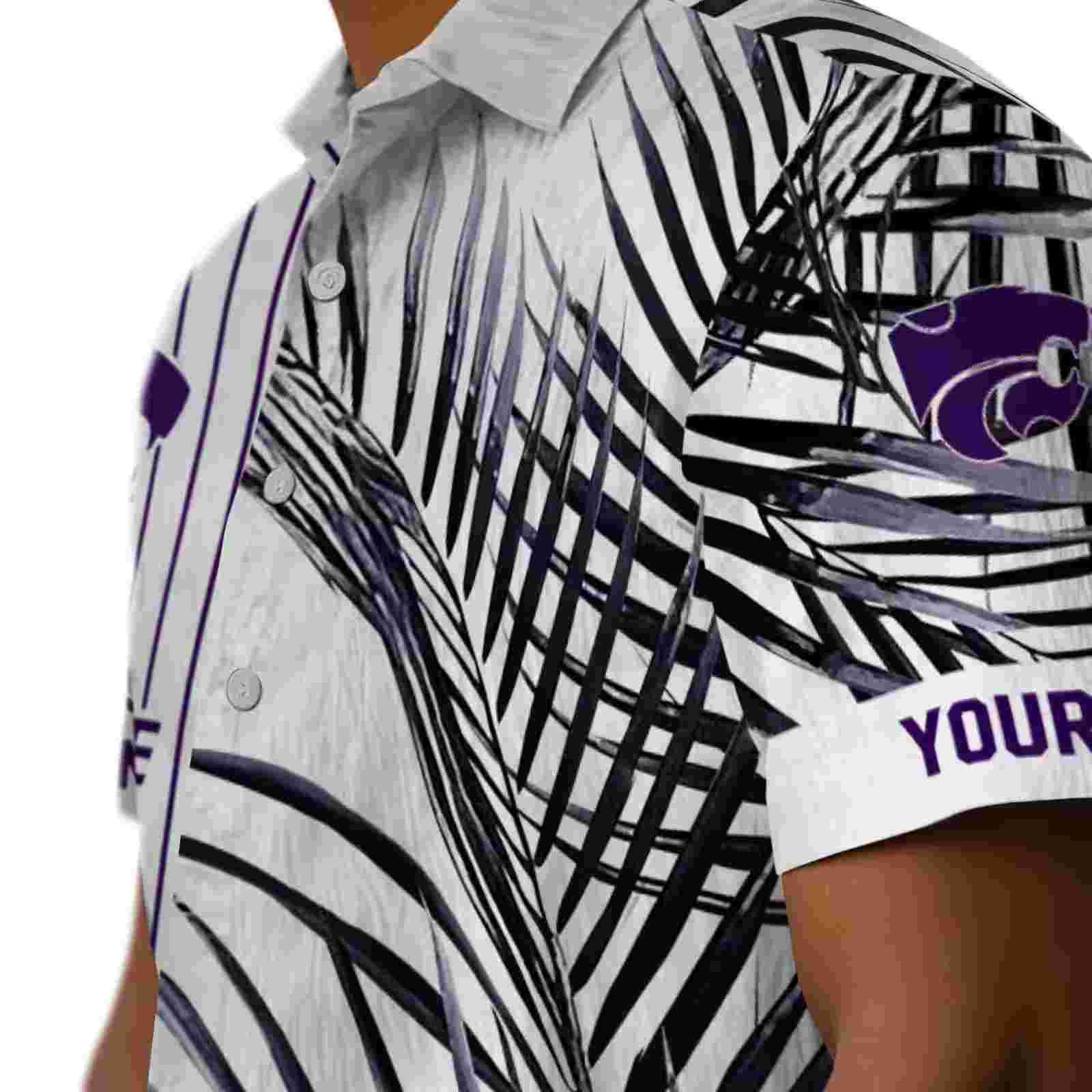 kansas state wildcats palm stripes purple black white hawaiian shirt trendy