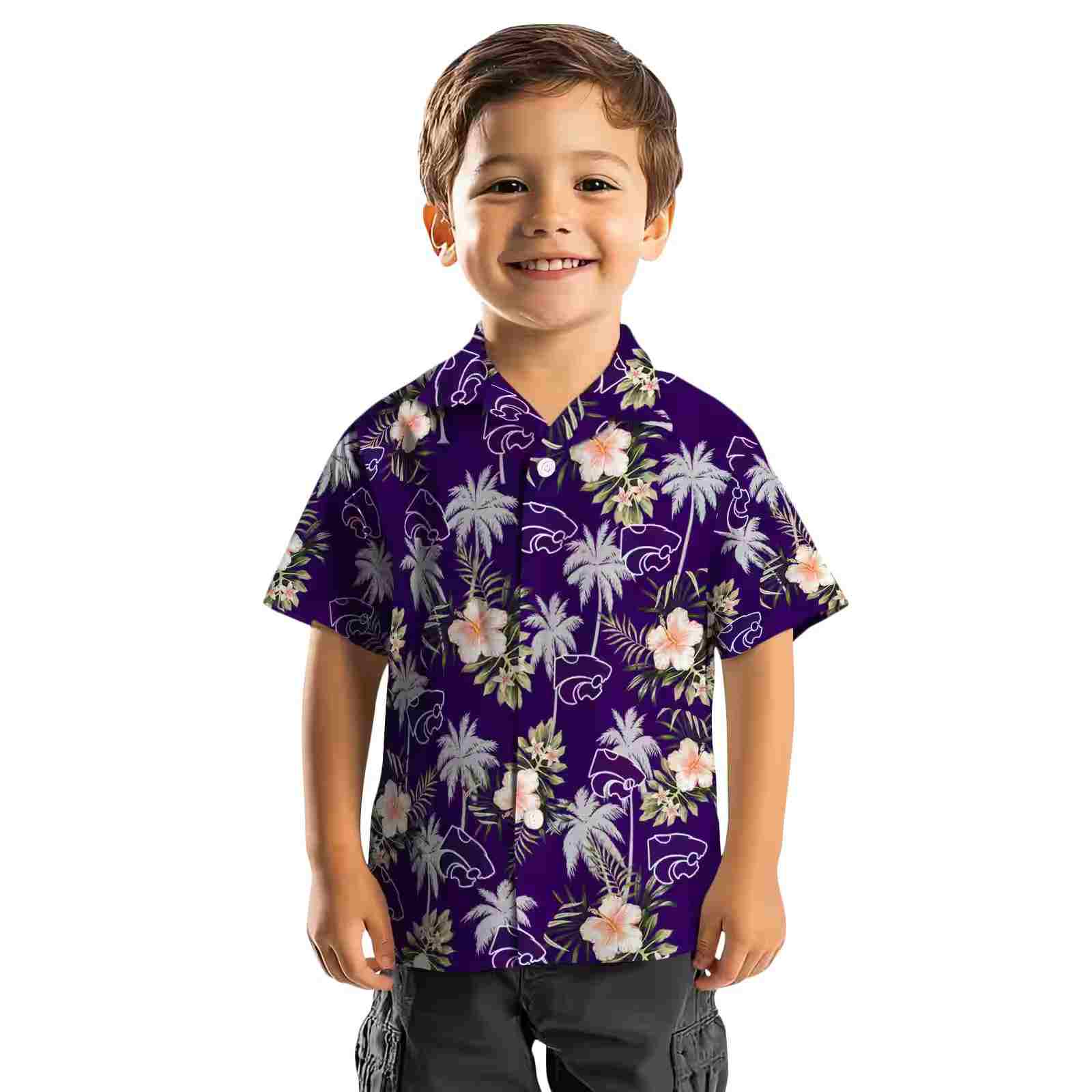 kansas state wildcats palm tree flower purple hawaiian shirt top rated