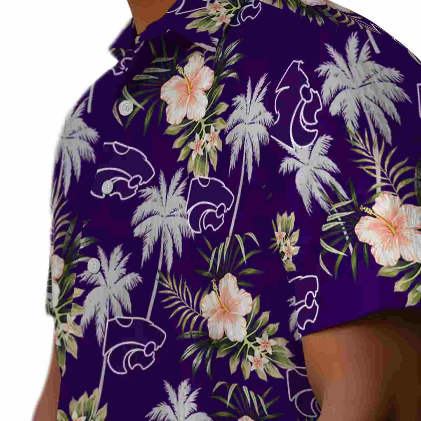 kansas state wildcats palm tree flower purple hawaiian shirt trendy