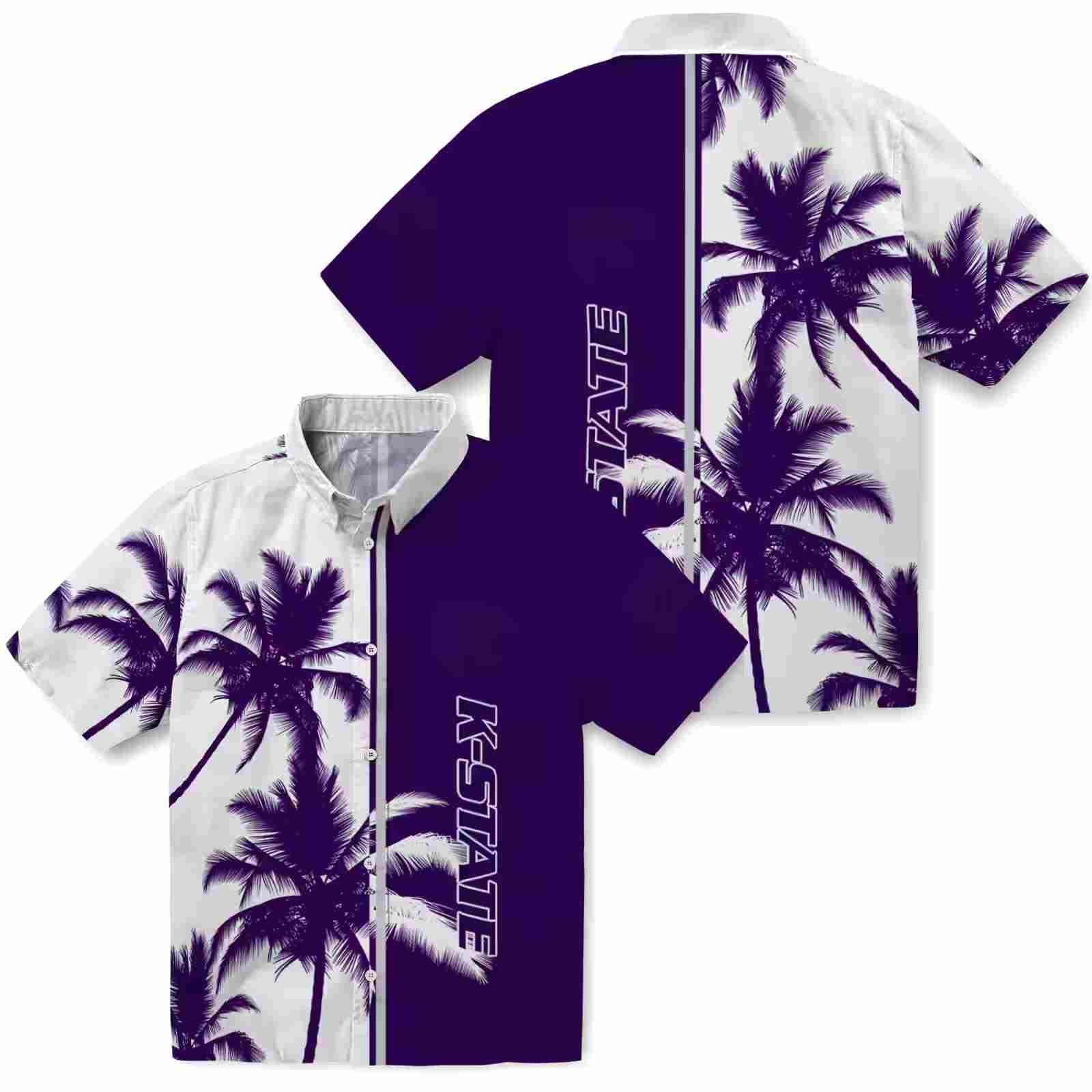 kansas state wildcats palm trees purple white hawaiian shirt high quality