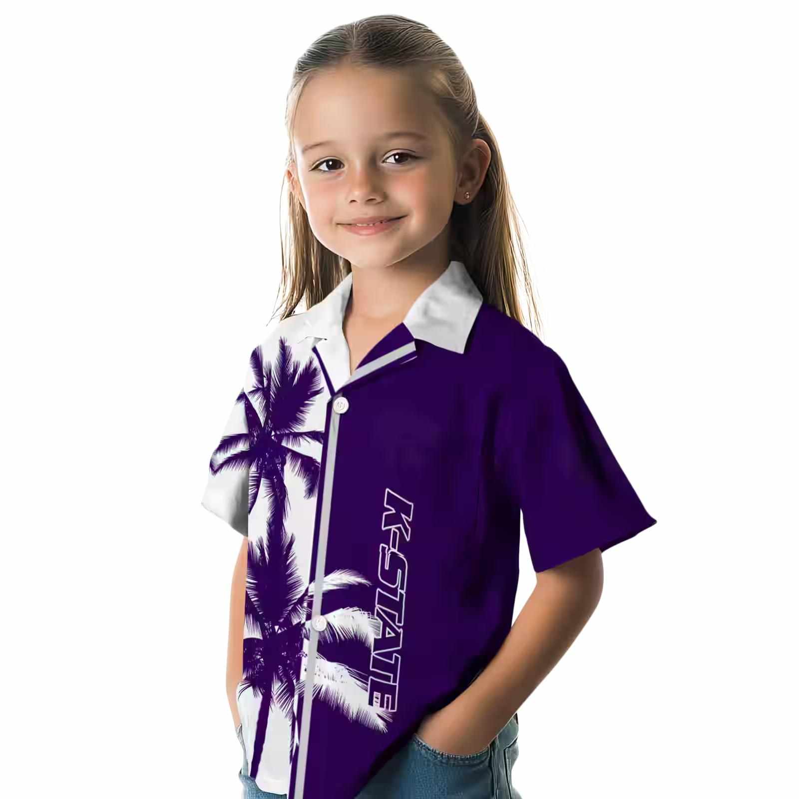 kansas state wildcats palm trees purple white hawaiian shirt premium grade