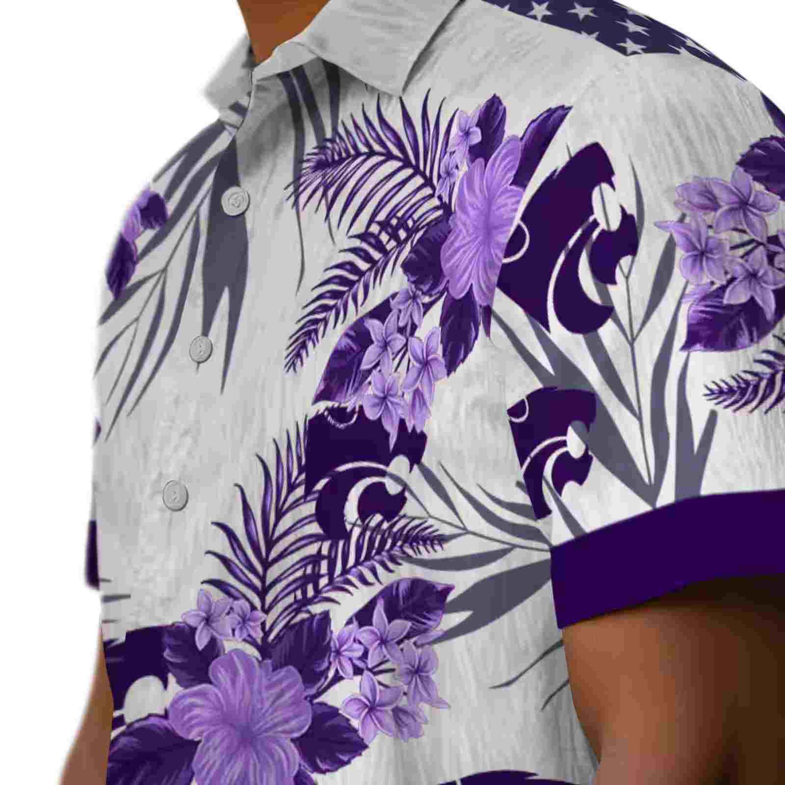 kansas state wildcats patriotic hibiscus design purple white hawaiian shirt trendy